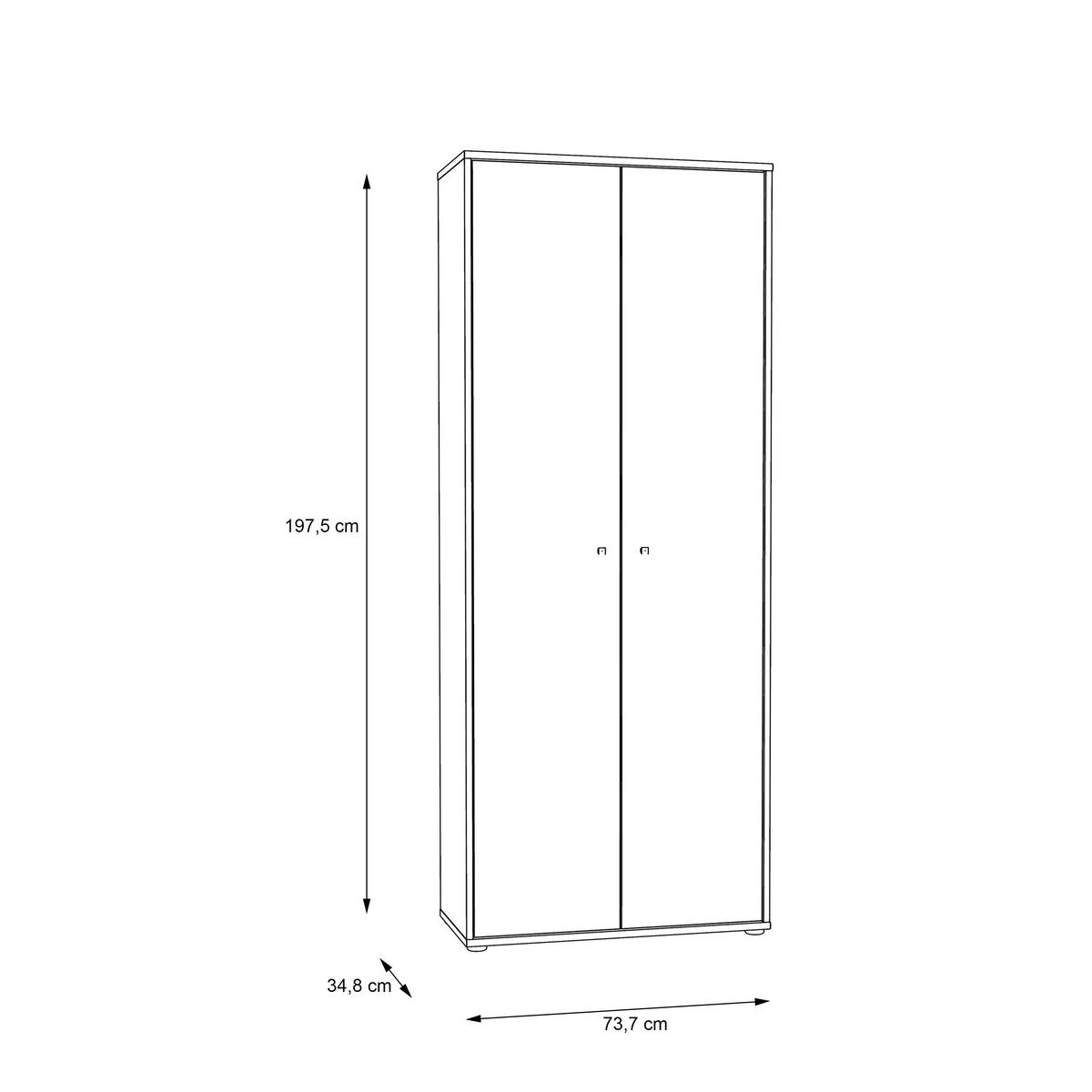 Omara S Klasičnimi Vrati Tempra 2, Barva Hrasta - barve aluminija/hrast sonoma, Design, umetna masa/leseni material (73,7/197,5/34,8cm)