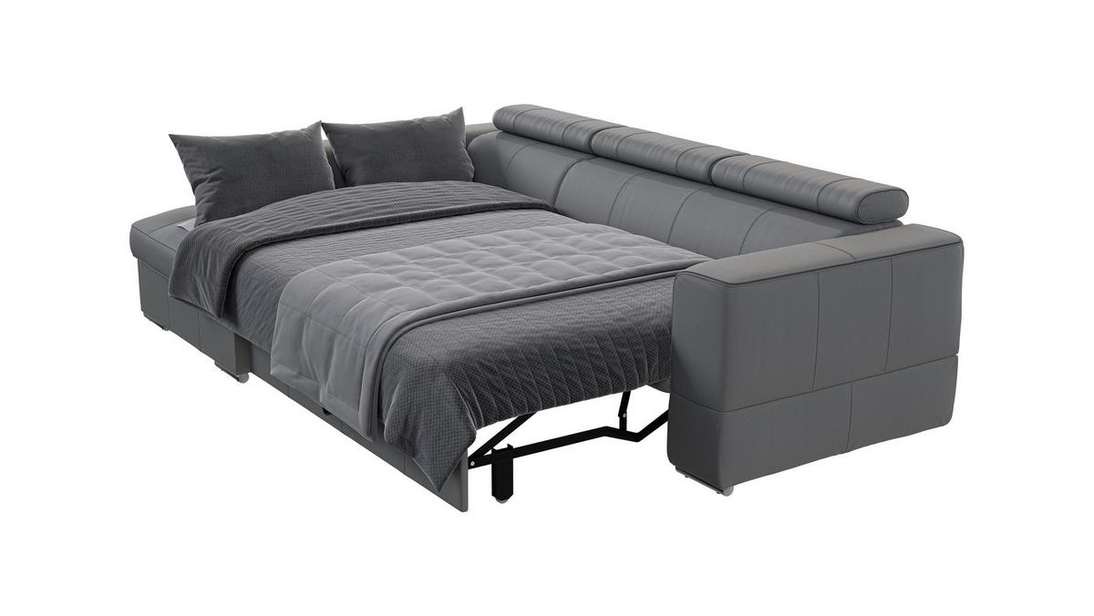 Sarokkanapé Ágyfunkcióval Go - szürke, Konventionell, bőr/faalapú anyag (174/274cm)