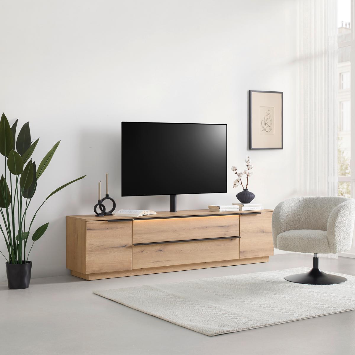 TV-Element Neo Eichefarben ca. 210x53x40cm - Eichefarben/Schwarz, MODERN, Holzwerkstoff/Kunststoff (210/53/40cm) - Mömax