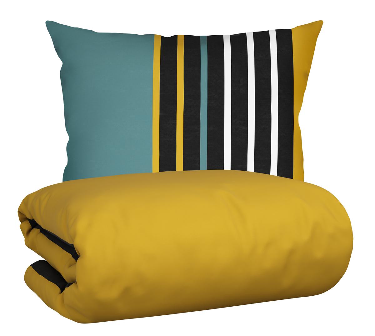 Posteljina Anton 140x200/60x80cm - zelena/žuta, Konvencionalno, tekstil (140/200cm) - Modern Living