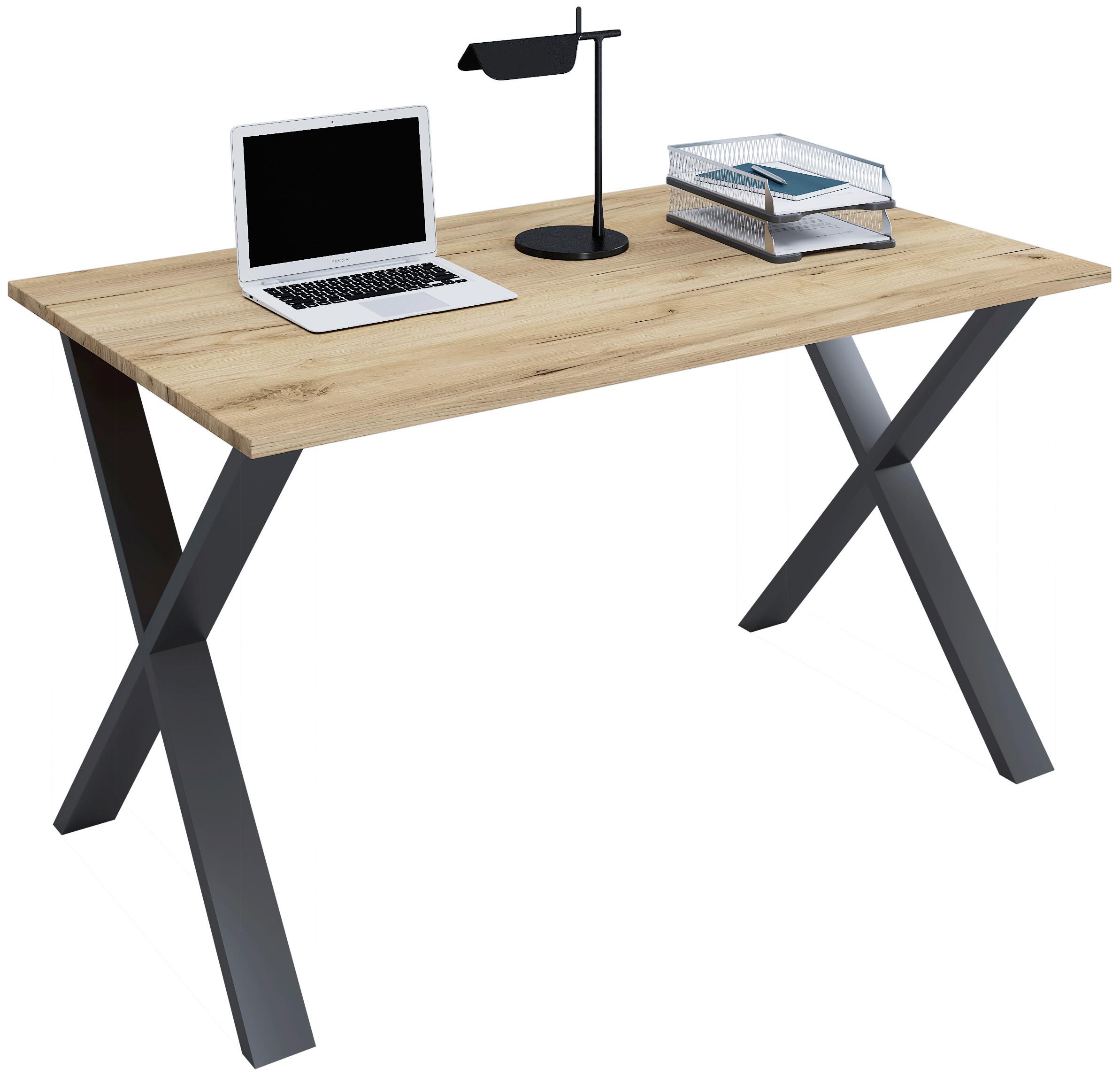 SCHREIBTISCH LONA - Honigeiche/Schwarz, Design, Holzwerkstoff/Metall (140/76/80cm) - MID.YOU