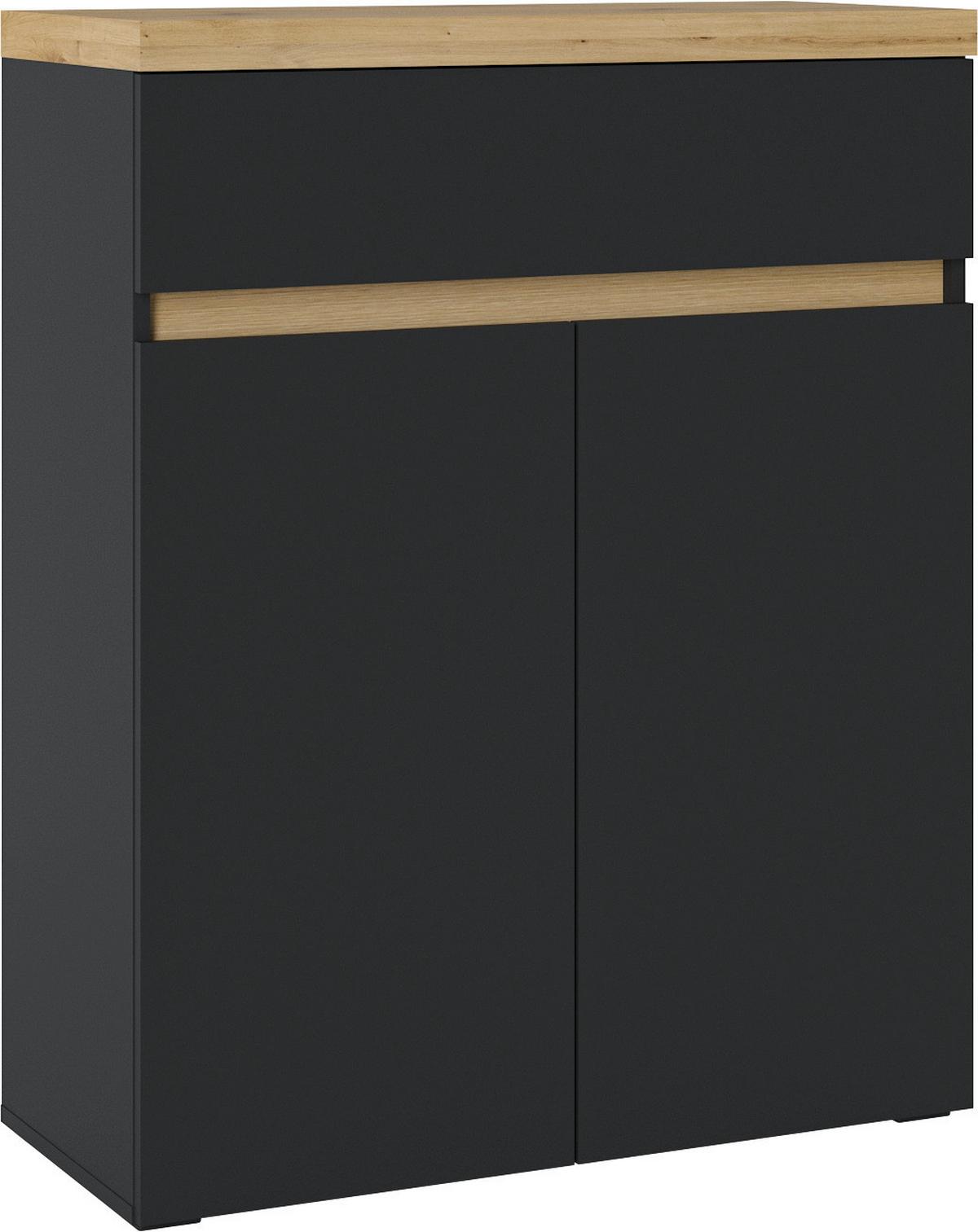 Komoda Pepe - hrast Artisan/antracit, Trend, drvni materijal/plastika (85/106/37cm) - Modern Living