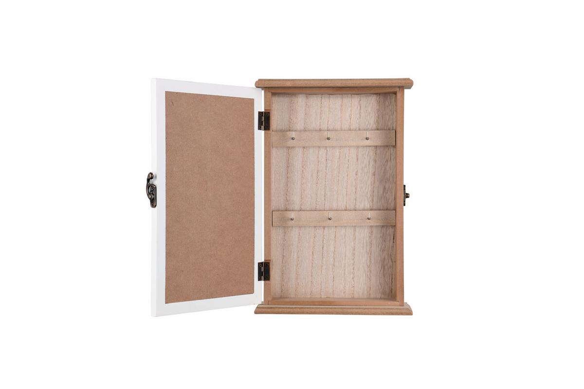 Kulcstartó Szekrény Sandra - natúr színű/fehér, Konventionell, faalapú anyag (20/30/6cm)