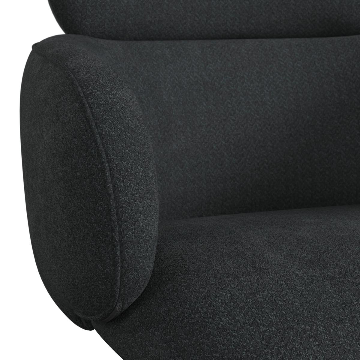 Armlehnstuhl Liora Schwarz Webstoff Drehbar Gepolstert - Schwarz, MODERN, Textil/Metall (58/84/61cm) - Bessagi Home