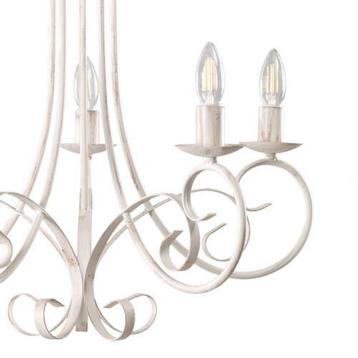Kronleuchter Pompei Weiß max. 6 Watt - Weiß, KONVENTIONELL, Metall (60/110cm)