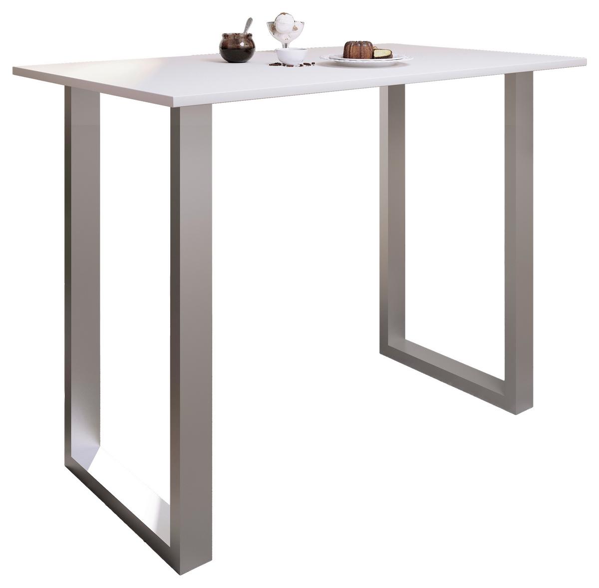 Bartisch XONA Silber/ Weiß ca.140x102x80cm - Silberfarben/Weiß, KONVENTIONELL, Holzwerkstoff/Metall (140/102/80cm)