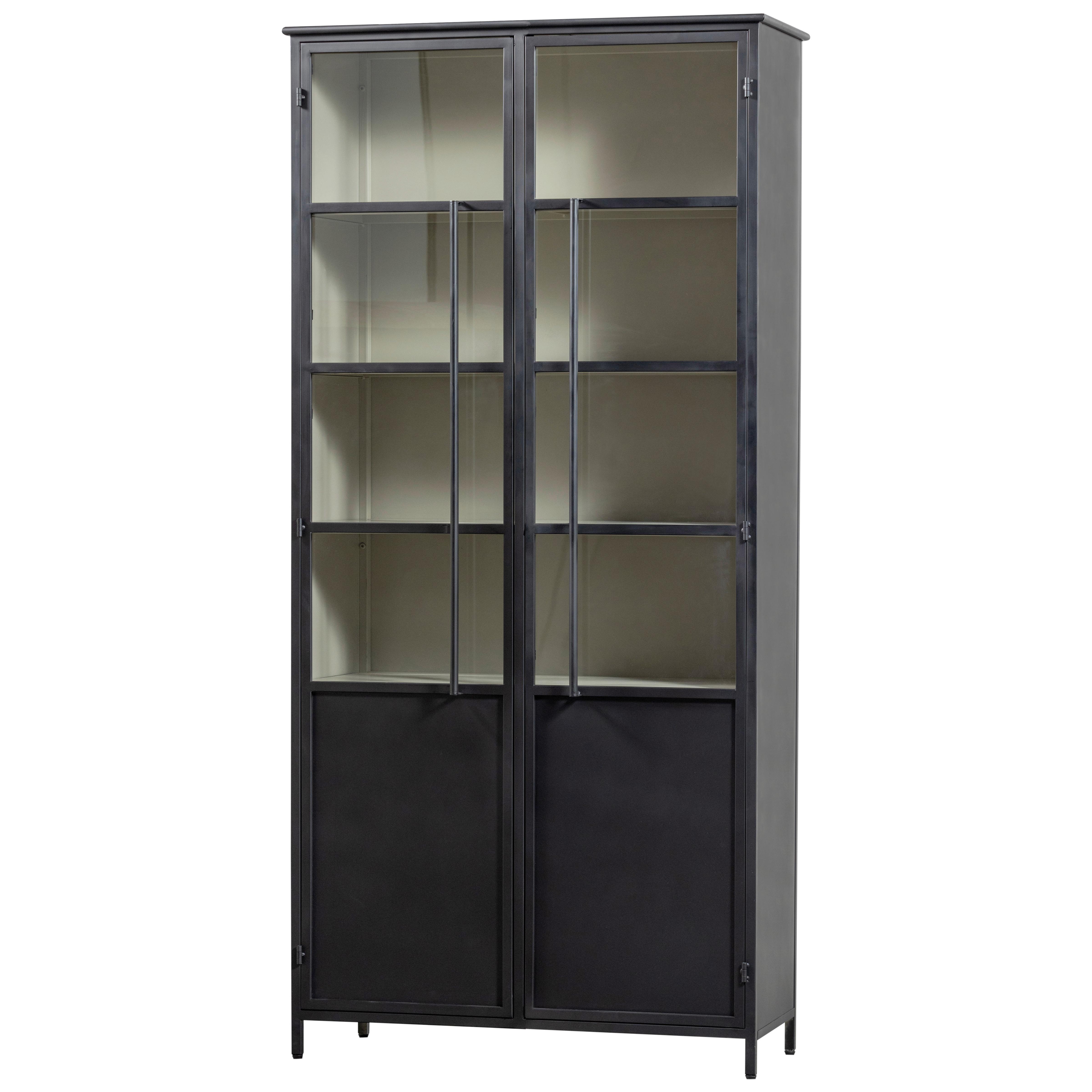 Vitrine Exhibit Schwarz - Schwarz, Design, Glas/Metall (96/200/40cm) - Livetastic