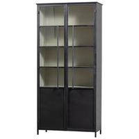 Vitrine Exhibit Schwarz - Schwarz, Design, Glas/Metall (96/200/40cm) - Livetastic