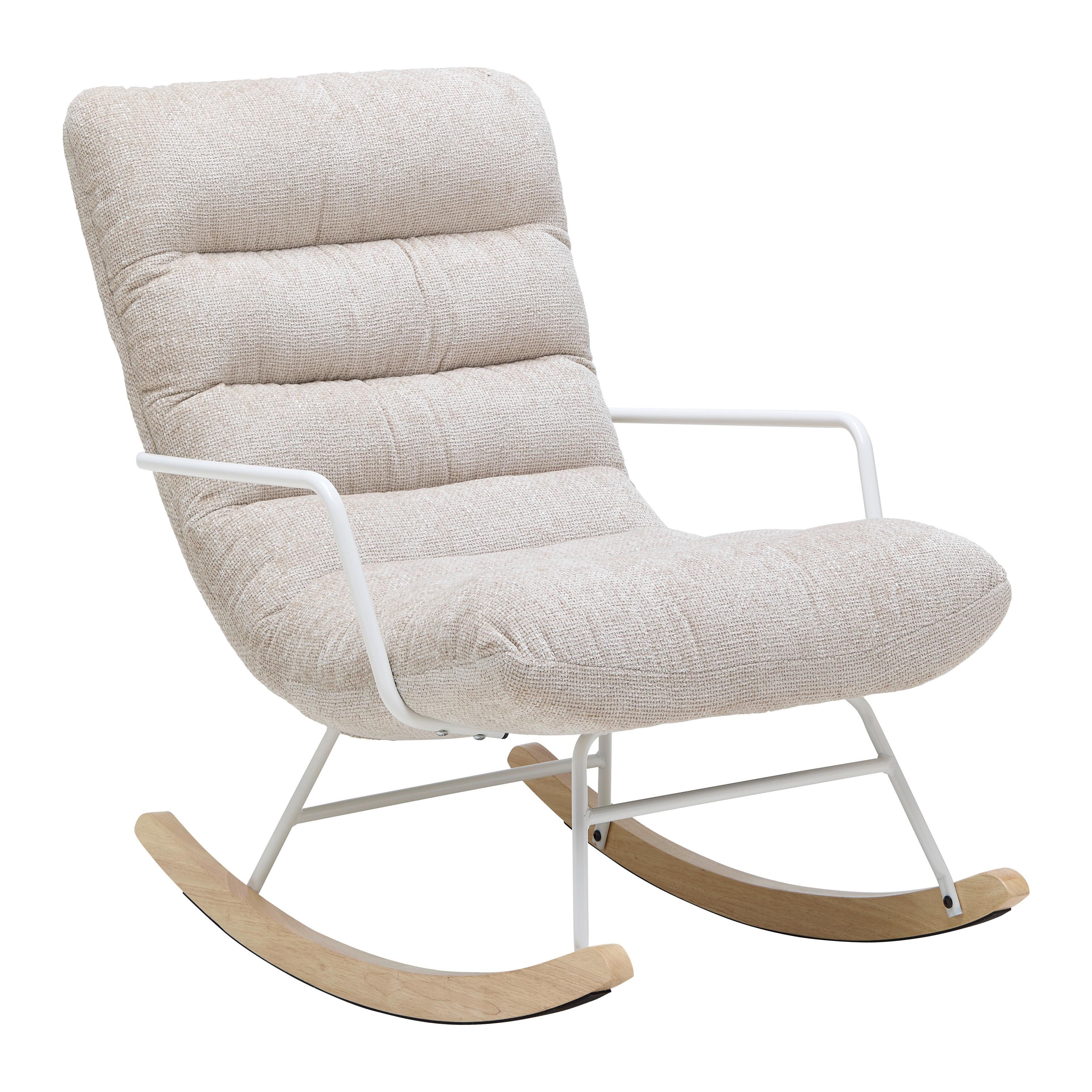 Schaukelstuhl Swingo Creme - Creme/Weiß, MODERN, Holz/Textil (72/96/110cm) - Mömax