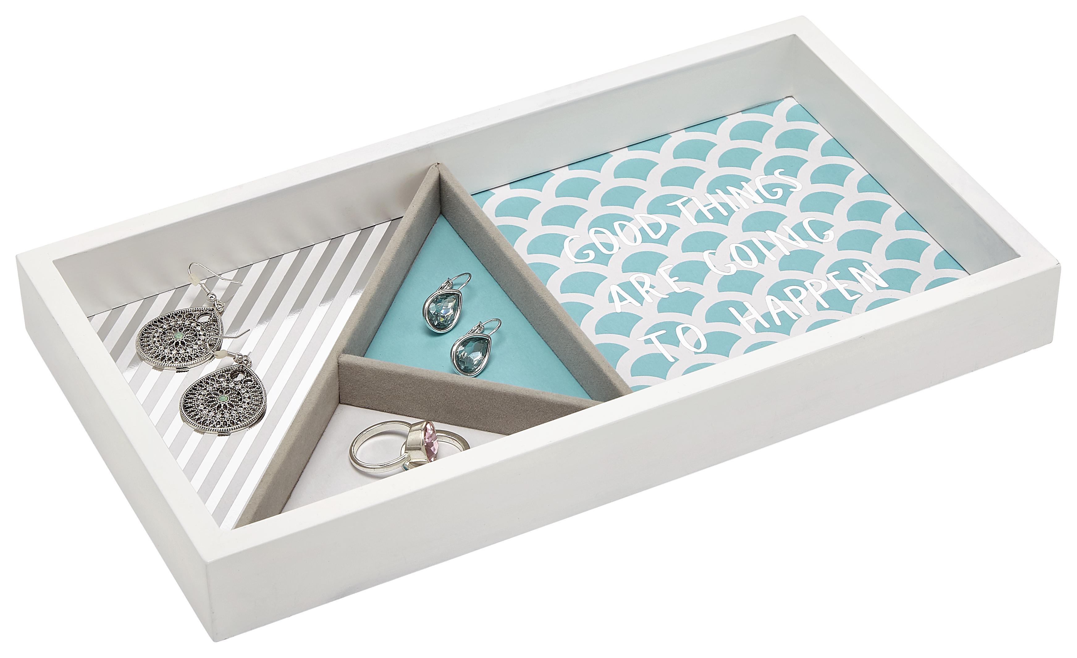 Schmuckbox Kai Blau/Weiß - Blau/Weiß, Holzwerkstoff (29,1/15,9/4cm) - Mömax modern living