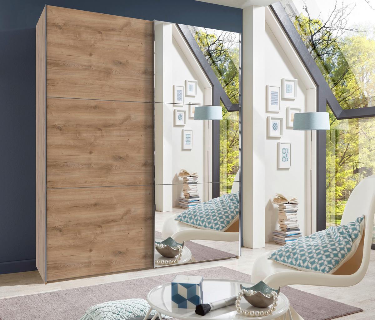 Ormar S Kliznim Vratima Level 36a - boje hrasta/boje kroma, Moderno, drvni materijal (200/216/65cm) - MID.YOU