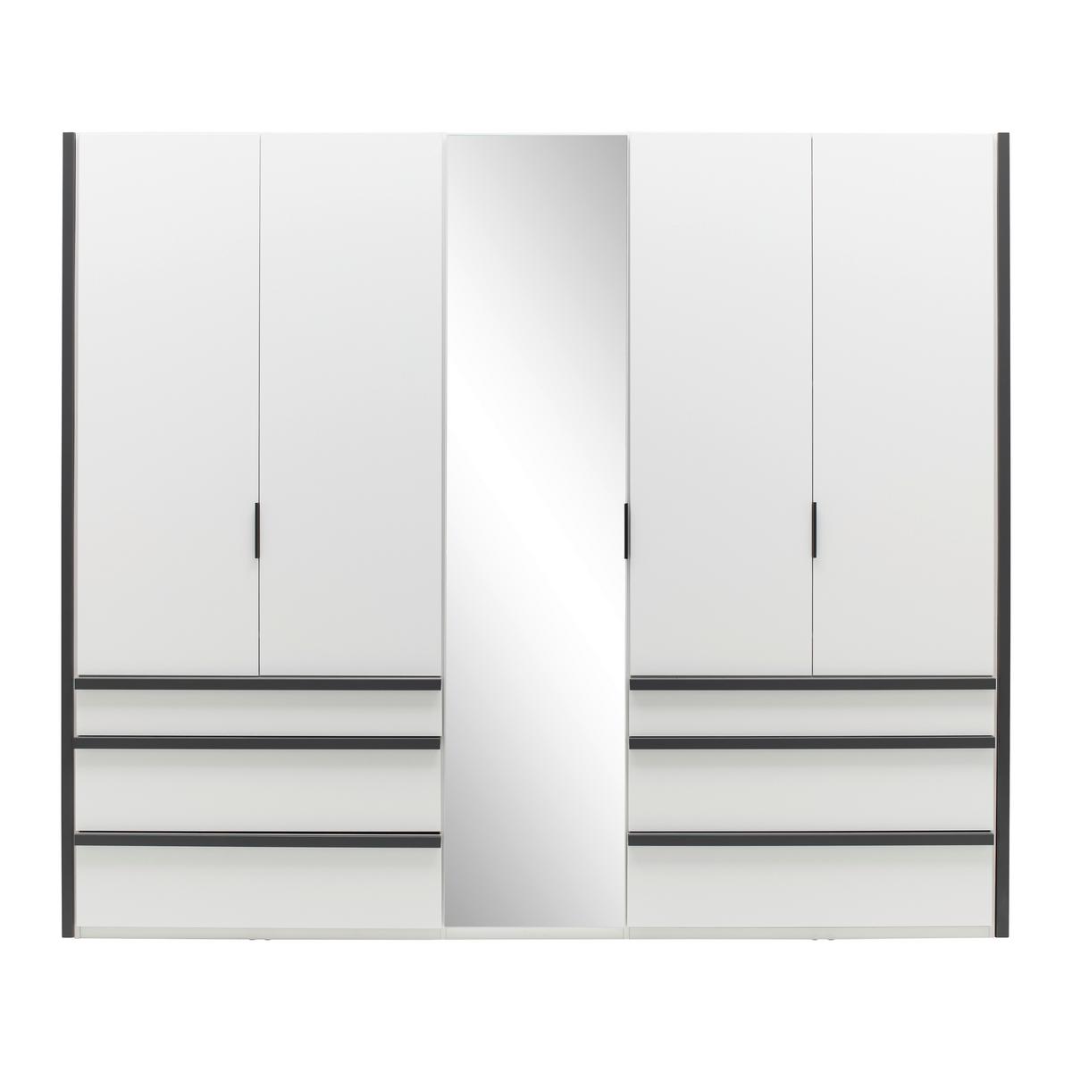 Kleiderschrank Oxford Graphitfarben/Weiß - Graphitfarben/Weiß, KONVENTIONELL, Holzwerkstoff (250/216/58cm) - Premium Living