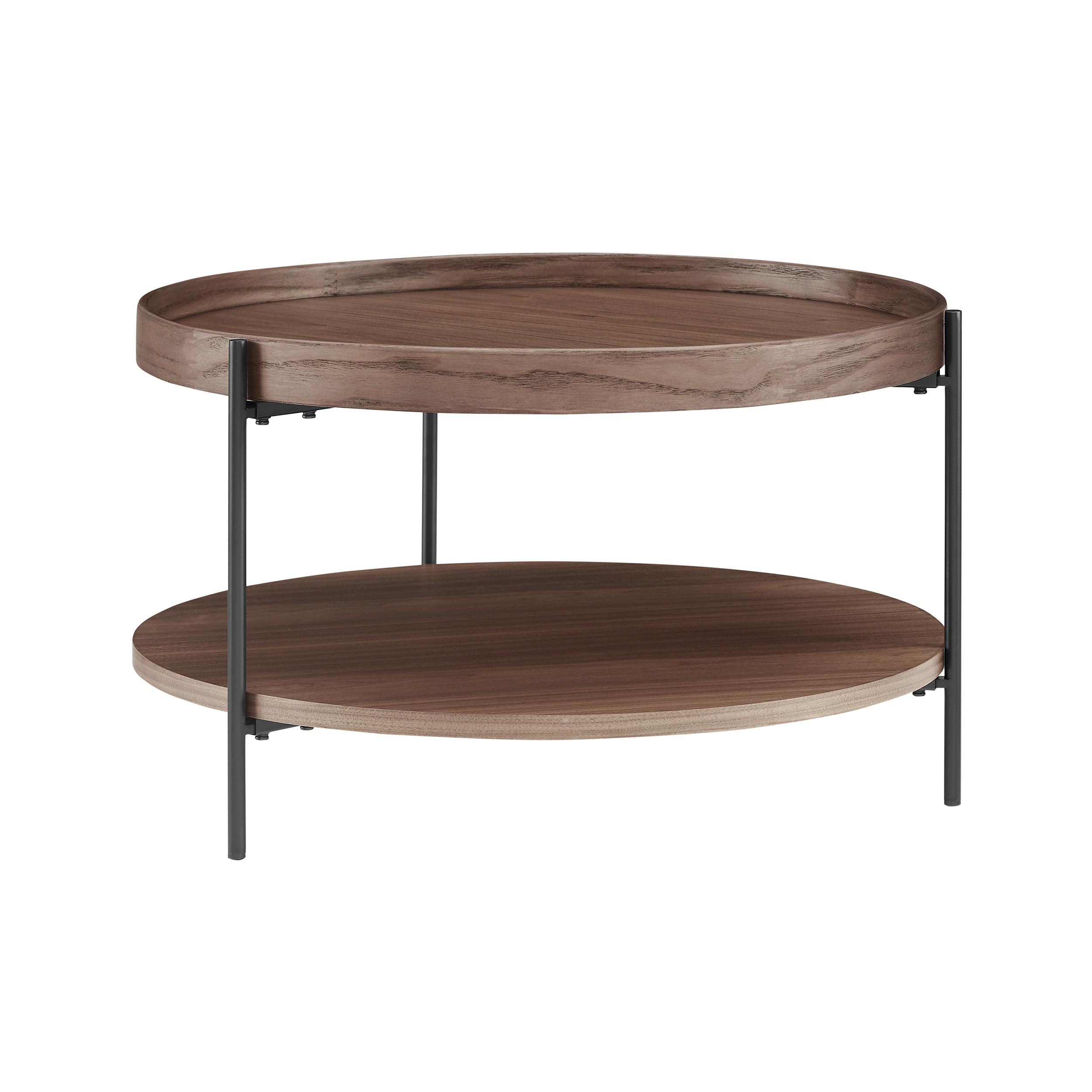 Klubska Miza Rund, Barva Oreha - barva oreha/črna, Design, kovina/leseni material (69/39cm) - Livetastic