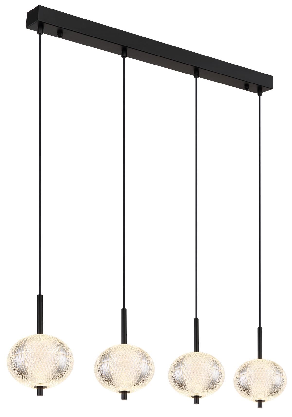 LED-Hängeleuchte Aida Klar/Schwarz max. 23 Watt - Klar/Schwarz, KONVENTIONELL, Kunststoff/Metall (85/15/120cm) - Globo