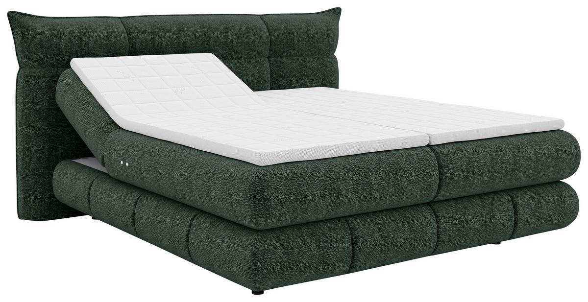 Boxspringbett Auris Dunkelgrün ca. 180x200cm - Dunkelgrün/Schwarz, KONVENTIONELL, Kunststoff/Textil (180/200cm) - Sembella