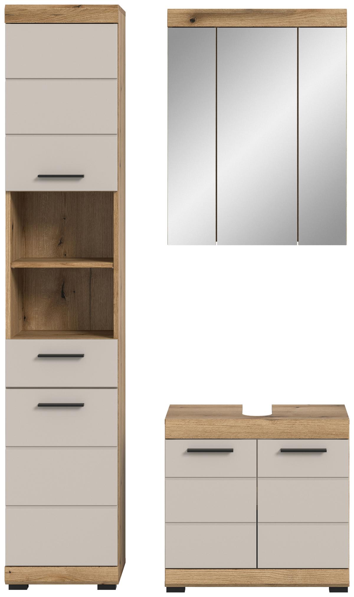 Badezimmer Scout 3-tlg. ca. 97 cm Kaschmir - Kaschmir/Schwarz, MODERN, Glas/Holzwerkstoff (97cm) - MID.YOU