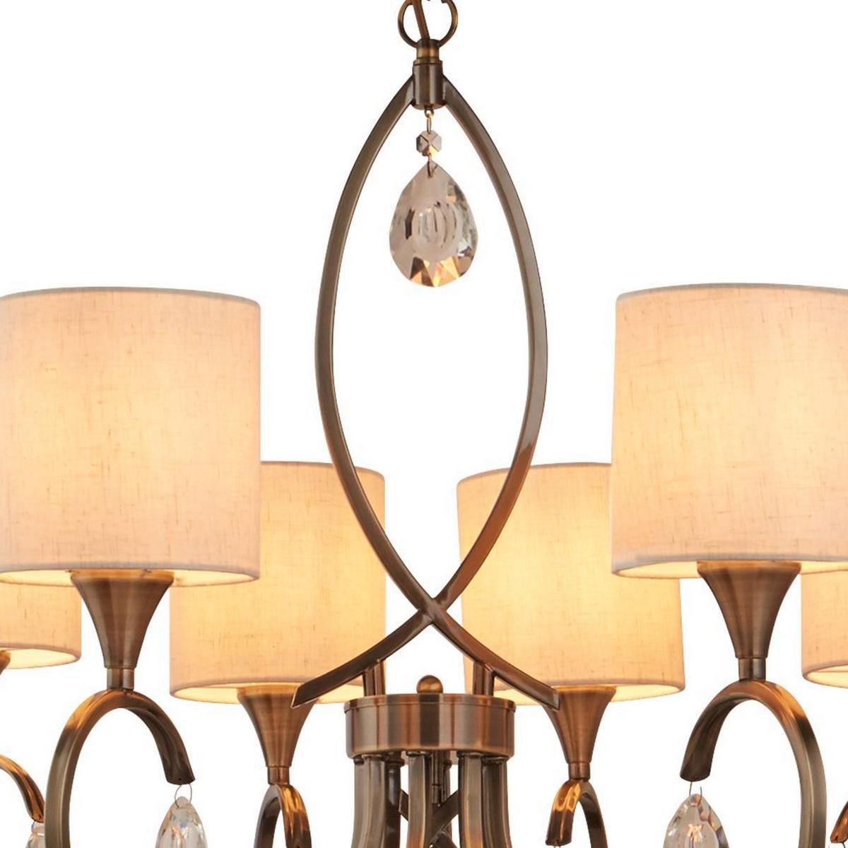 Kristály Függőlámpa Alberto 1608-8ab - bézs/sárgarézszínű, Konventionell, üveg/textil (77/121cm)