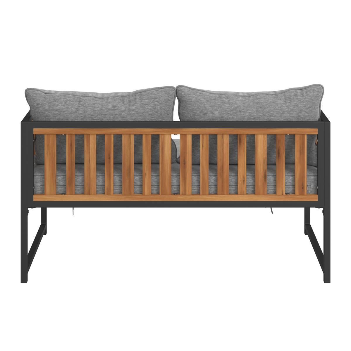 KOMPLET MEBLI TARASOWYCH TOLEDO - kolor akacjowy/czarny, Modern, metal/drewno - Ambia Garden