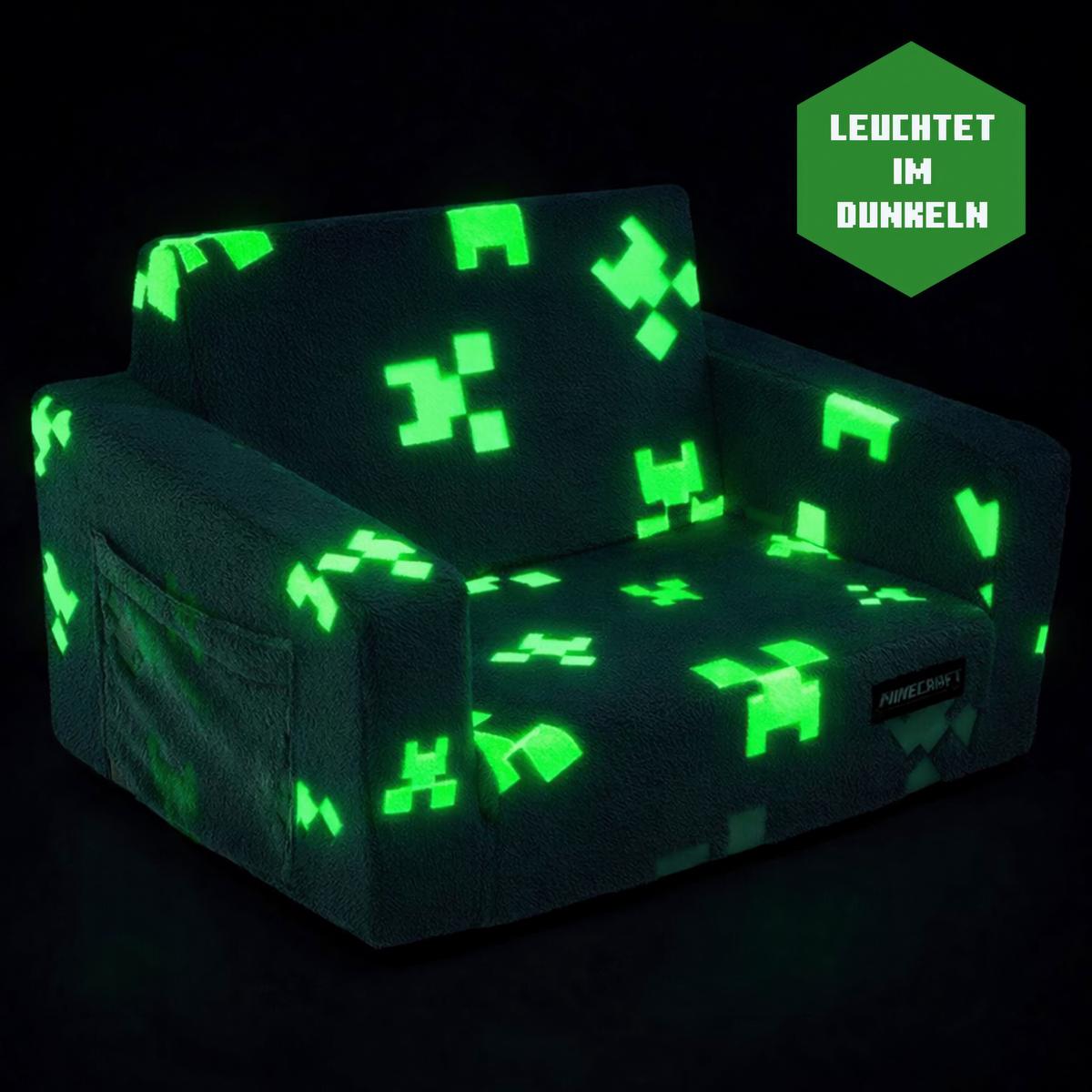 SOFA DZIECIĘCA/MŁODZIEŻOWA MINECRAFT - szary, Trend, tkanina (105/58/41cm) - Minecraft