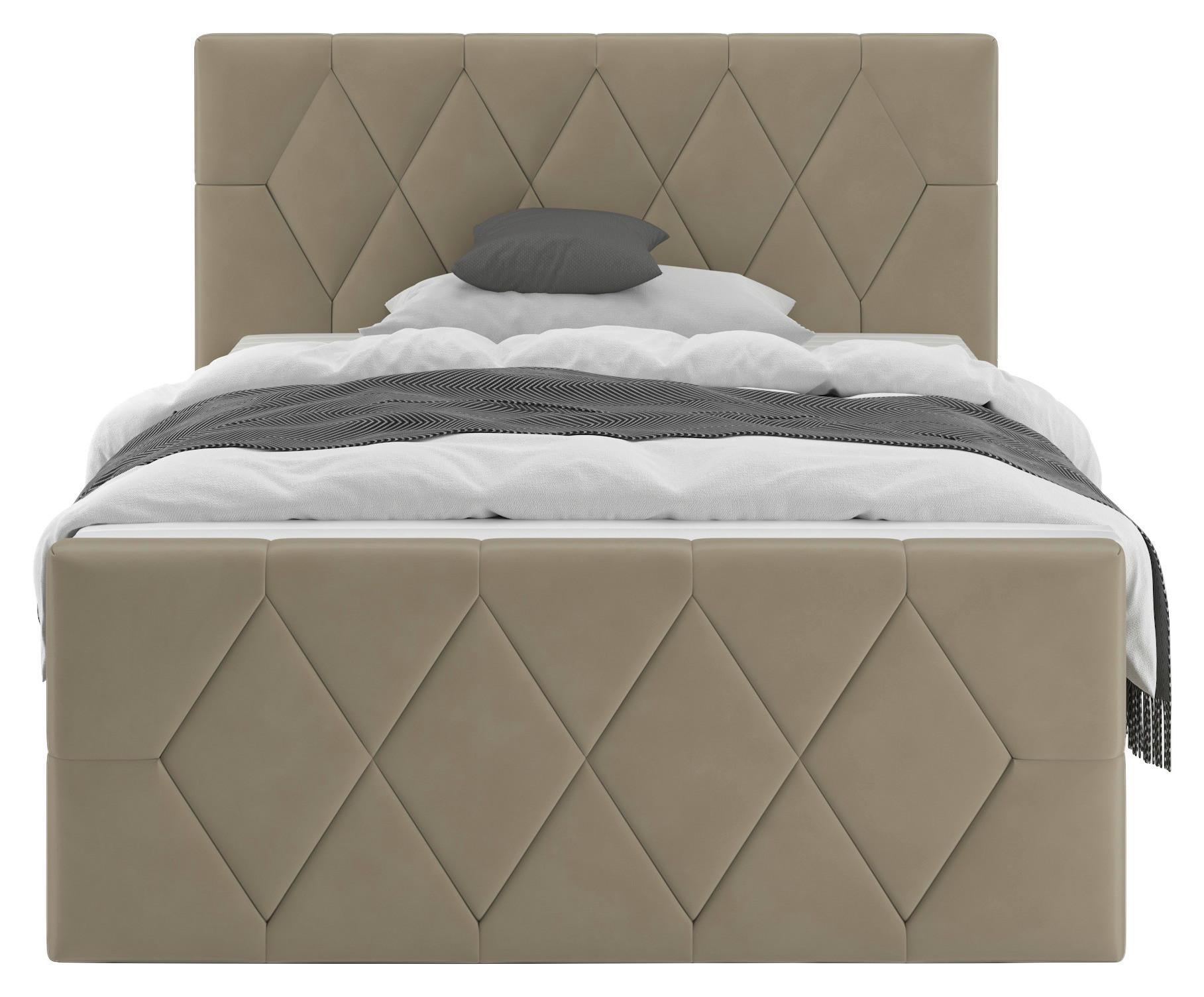 Boxspringbett Josie B Beige ca. 140x200cm - Beige/Schwarz, KONVENTIONELL, Holz/Holzwerkstoff (140/200cm) - Mömax