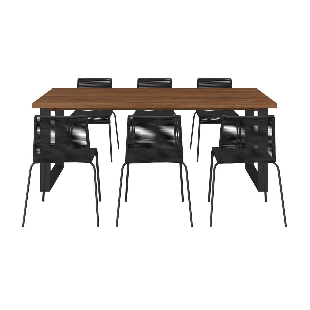 Gartenset Suna Schwarz aus Holz/Textil/Metall - Schwarz/Teakfarben, Modern, Holz/Textil - Bessagi Garden