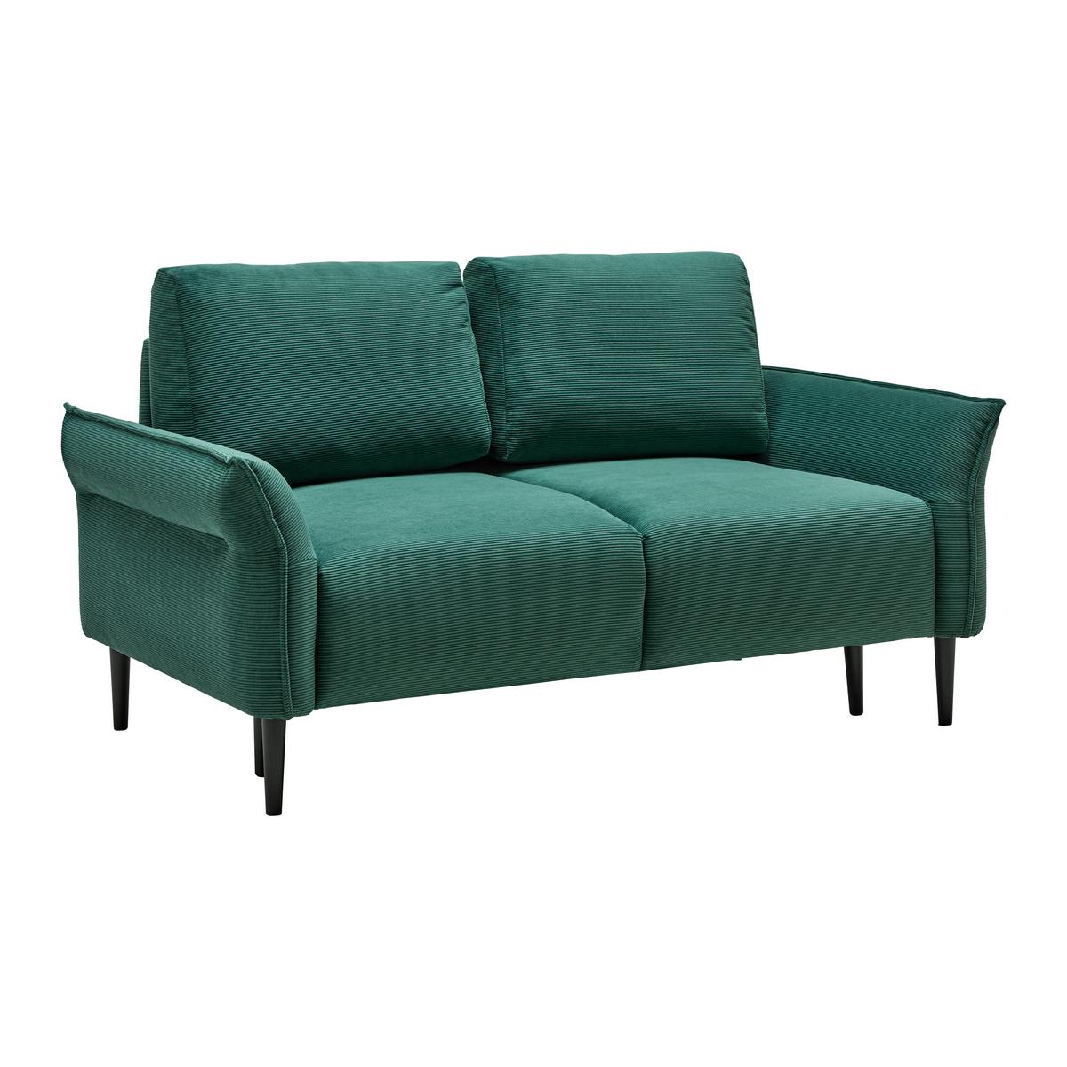 2-Sitzer-Sofa Custom Dunkelgrün - Dunkelgrün/Schwarz, MODERN, Holz/Textil (150/85/92cm) - Mömax