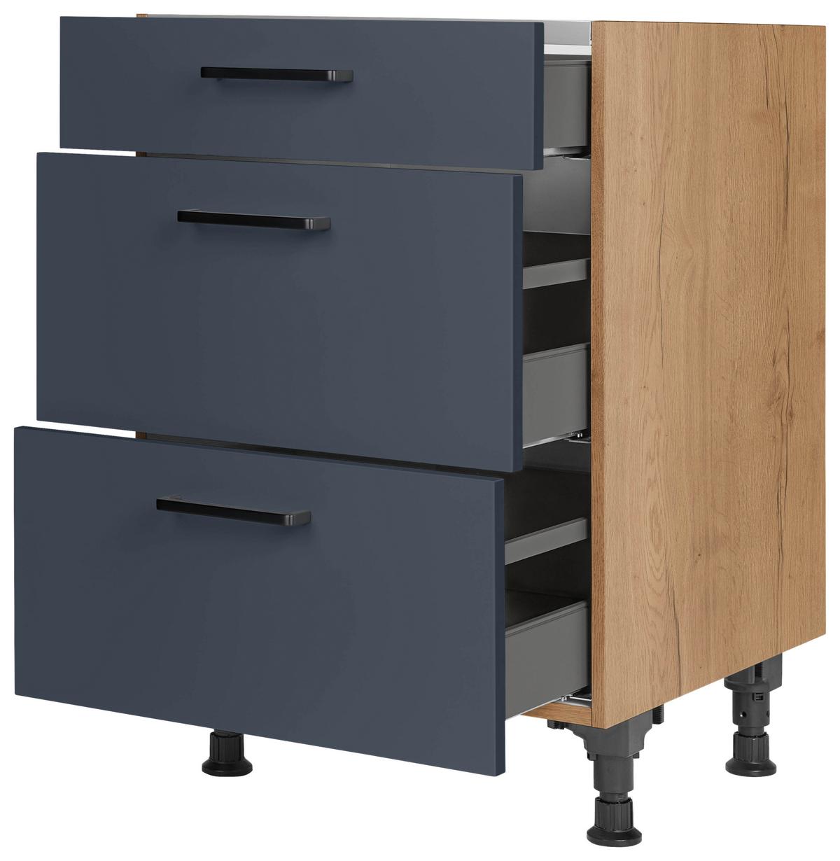 Kochfeldumbauschrank Easytouch Blau - Blau/Eichefarben, MODERN, Holzwerkstoff/Metall (60,0/87,0/56,0cm) - Nobilia