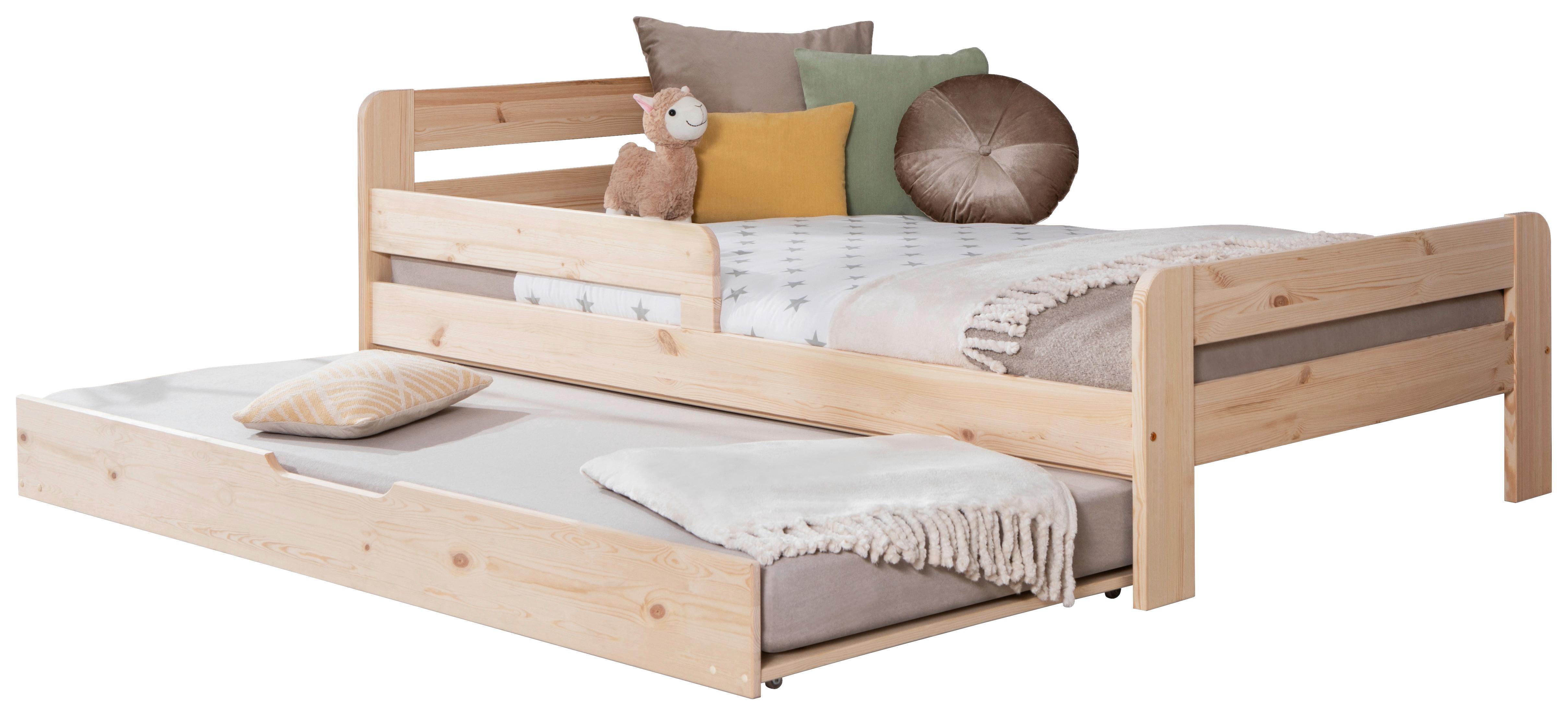 Bett Bennet mit Ausziehbett ca. 120x200 cm Kiefer Natur - Naturfarben, MODERN, Holz/Textil (120/200cm) - MID.YOU