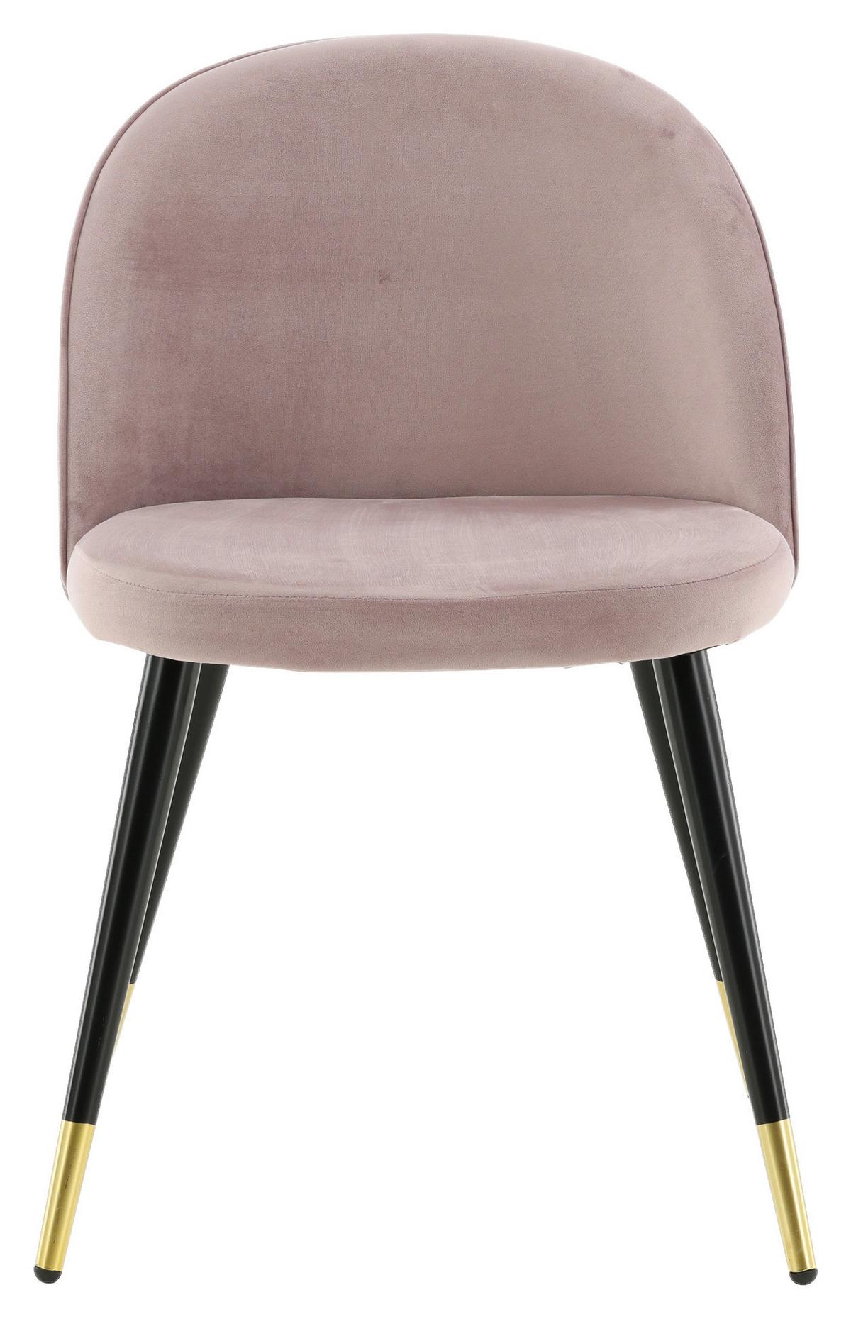 STUHL-SET VELVET - Pink/Messingfarben, Design, Textil/Metall (57/76.5/50cm) - Livetastic