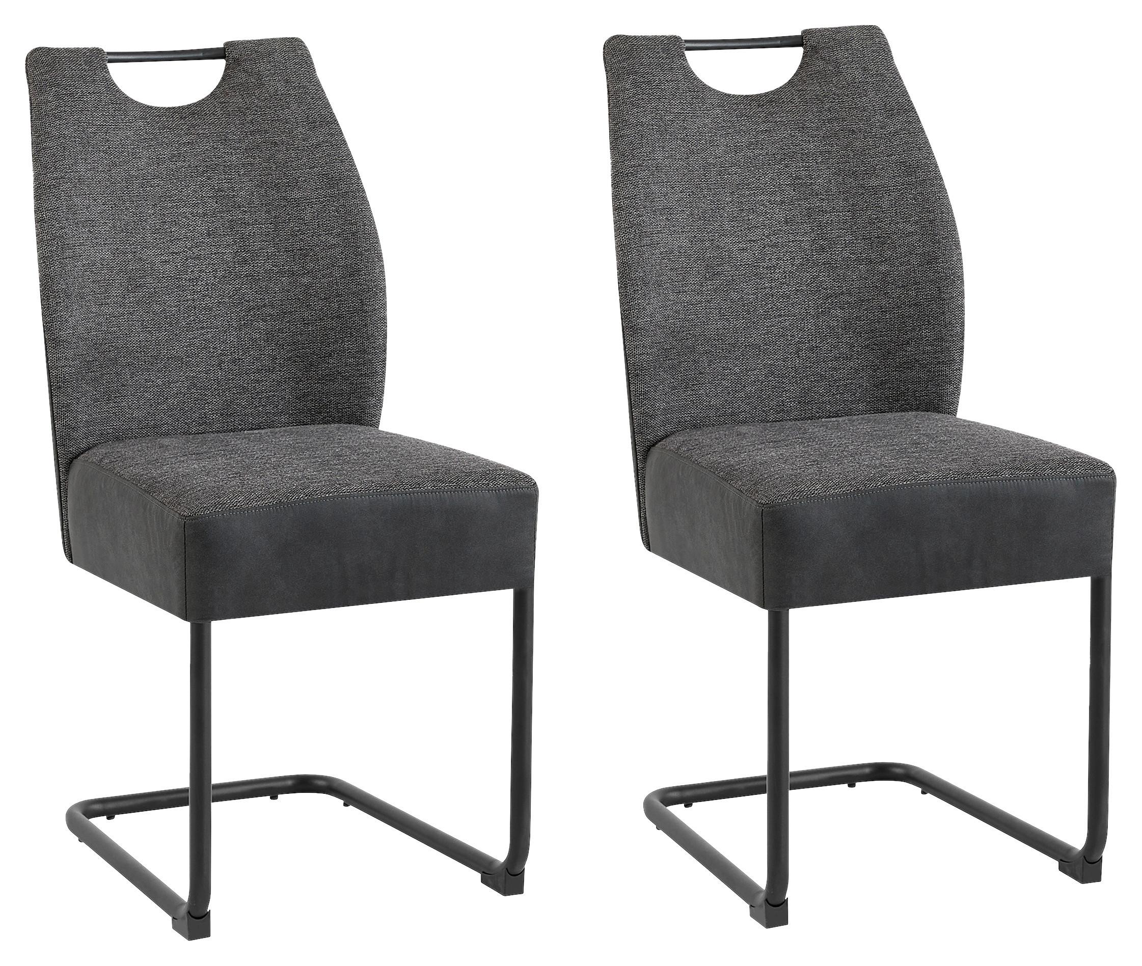 Stuhlset PETER Anthrazit, Federkern - Anthrazit/Schwarz, MODERN, Metall (45/94/54cm) - MID.YOU