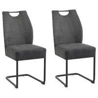 Stuhlset PETER Anthrazit, Federkern - Anthrazit/Schwarz, MODERN, Metall (45/94/54cm) - MID.YOU