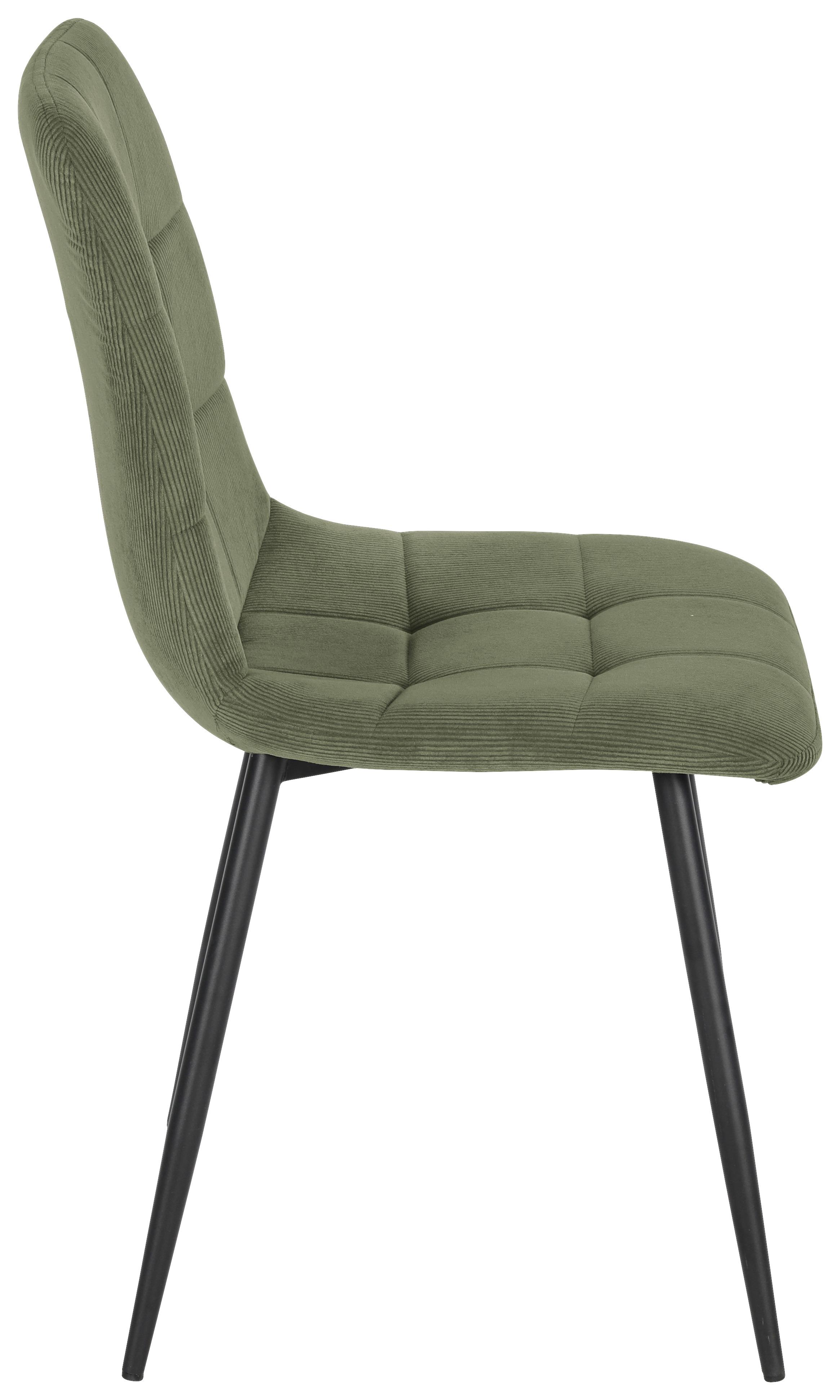 Stuhl aus Kord in Grün - Schwarz/Grün, MODERN, Holz/Textil (45/87/57cm) - Based