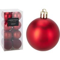 Karácsonyfagömbszett Xmas - piros, műanyag (6cm)