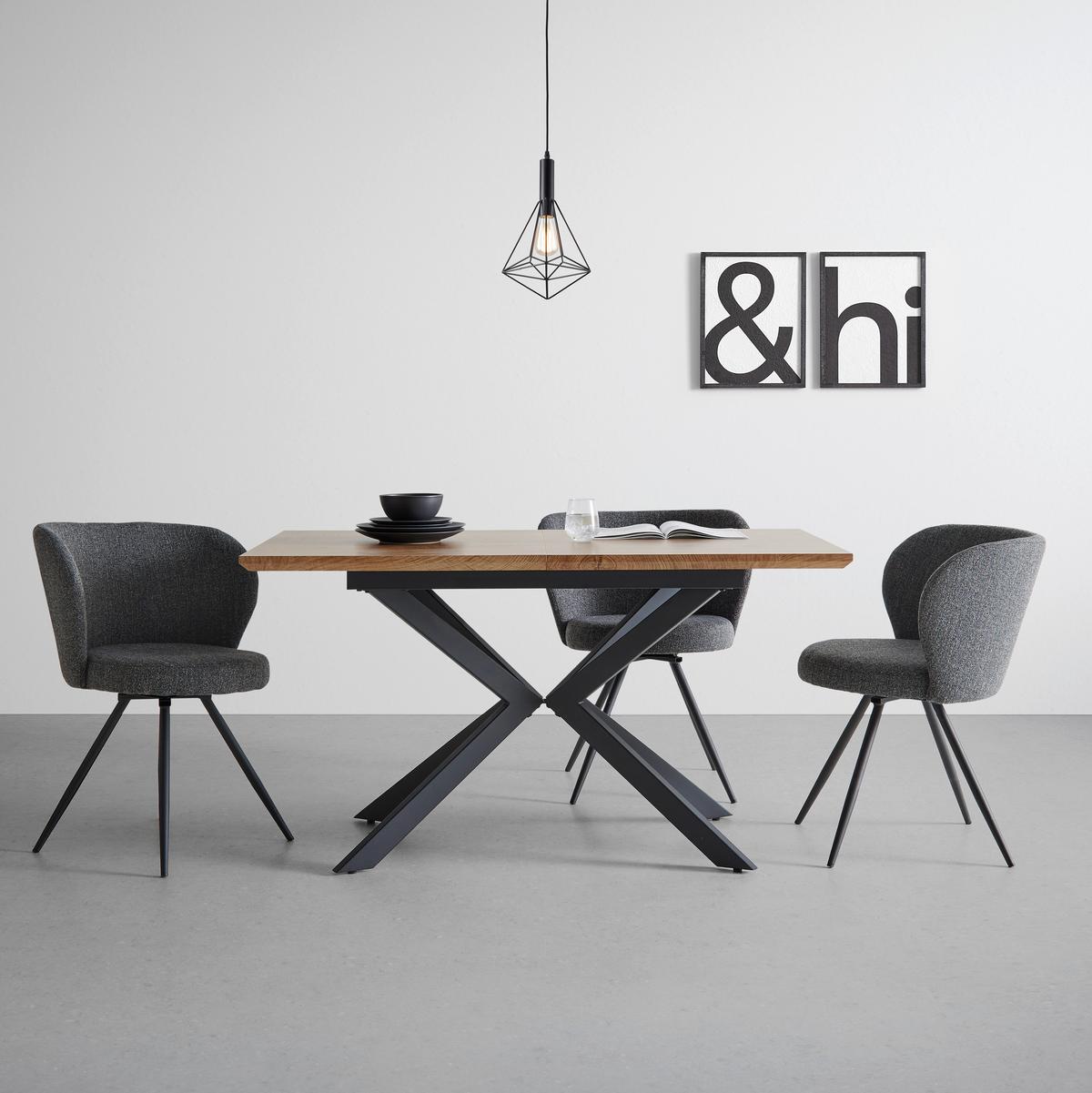 STÓŁ ROZSUWANY AKI - czarny/kolor orzecha włoskiego, Modern, materiał drewnopochodny/metal (140-180/80/76cm) - Bessagi Home