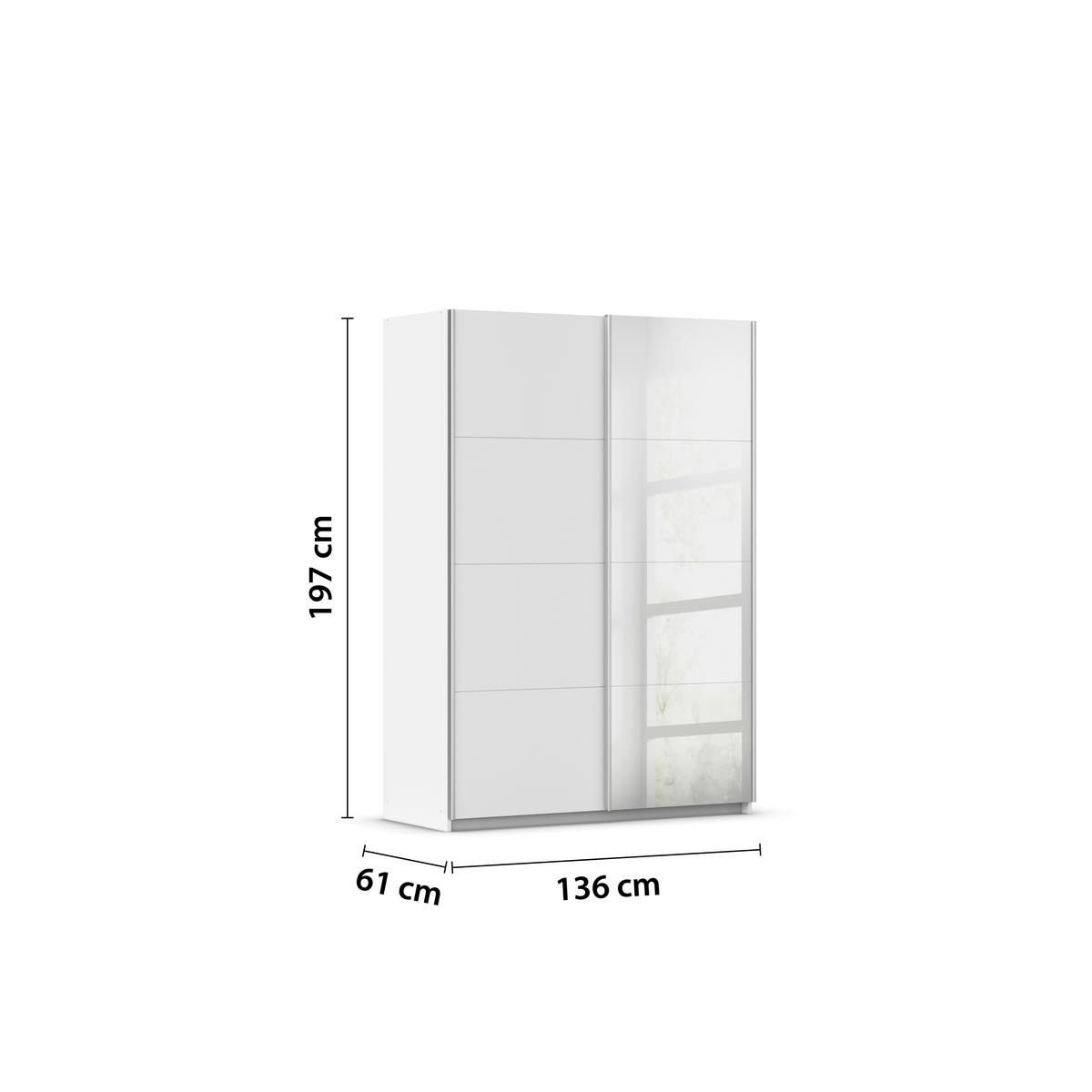 Ormar S Kliznim Vratima Subito - bijela/srebrne boje, Moderno, drvni materijal/metal (136/197/61cm) - Modern Living