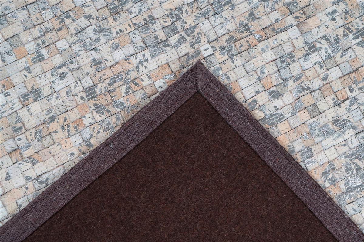 FLACHWEBETEPPICH FINISH 125 WEIß/SILBER 120X170 - Weiss/Silberfarben, Basics, Leder (120/170cm) - Kayoom