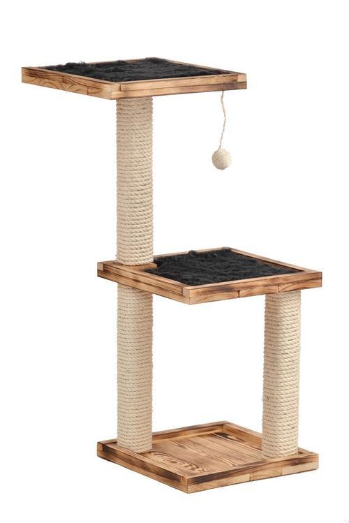 Kratzbaum Aramis ca. 48x48x84cm - Naturfarben/Grau, KONVENTIONELL, Holz/Textil (48cm)
