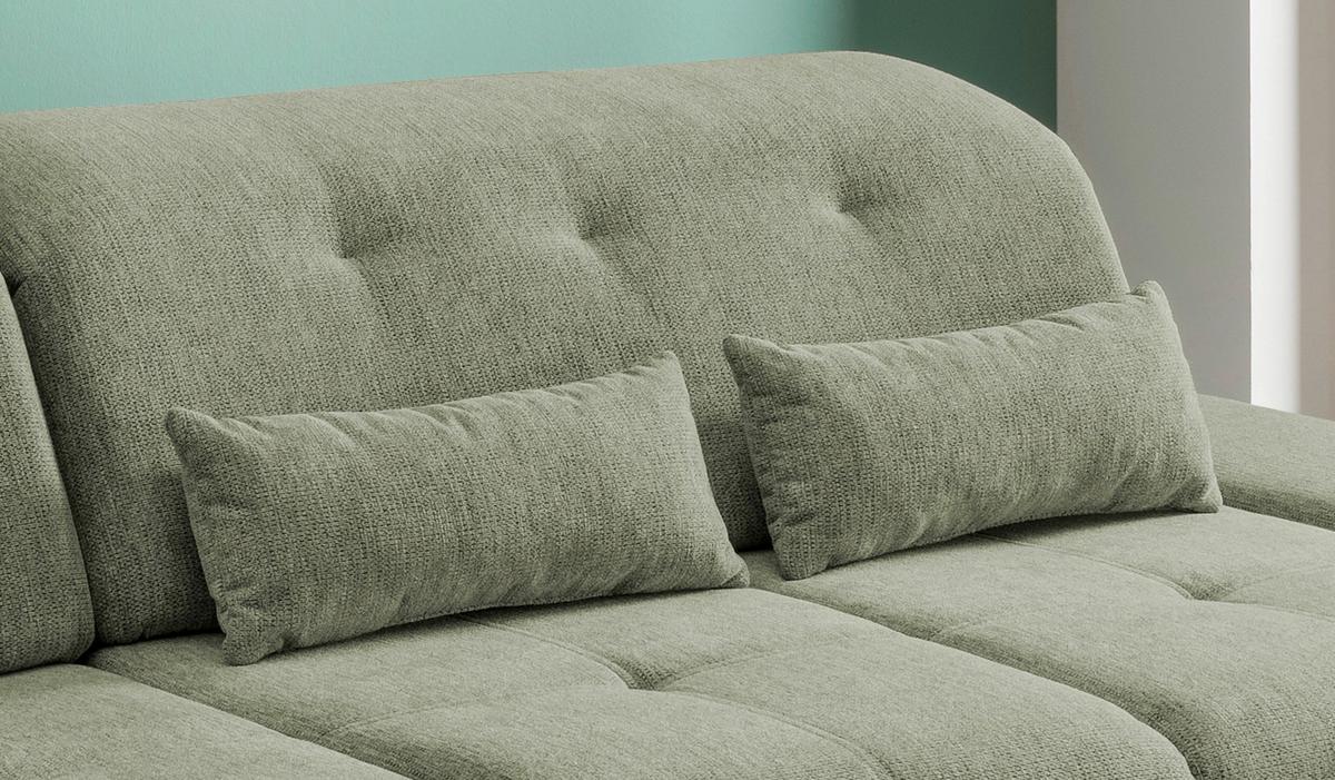 Wohnlandschaft Dalida Grün Chenille - Chromfarben/Grün, Design, Textil/Metall (196/300cm) - Livetastic