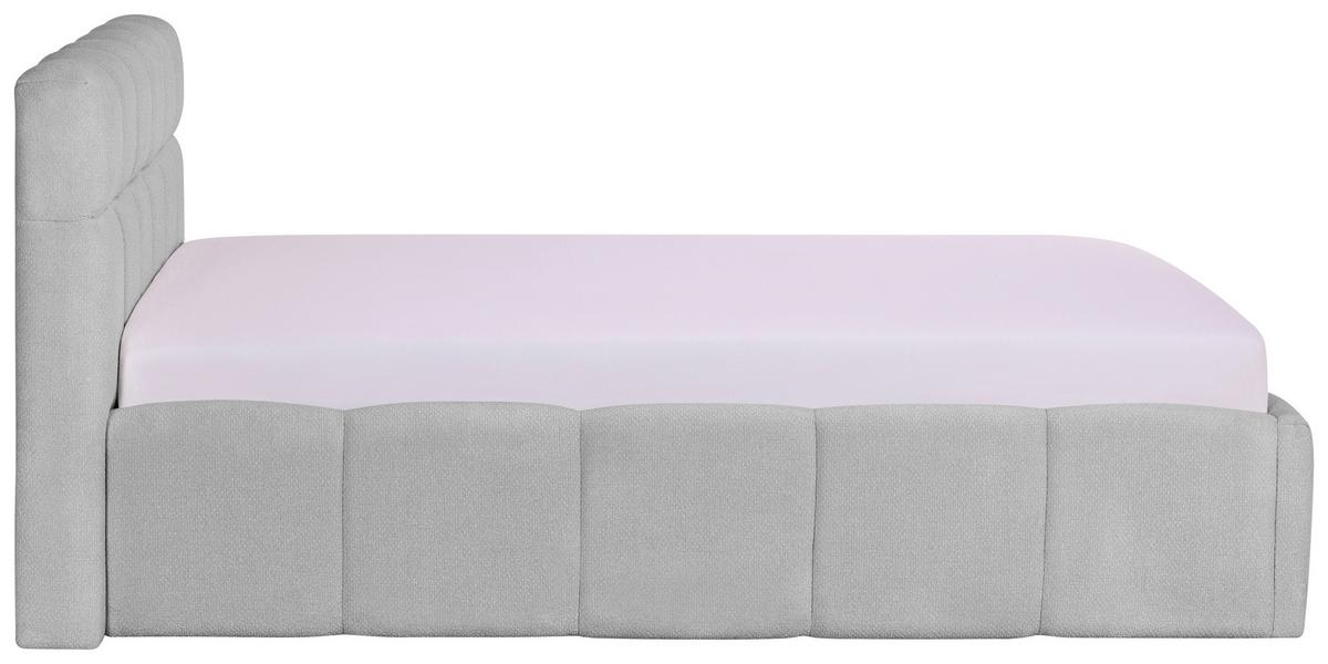 Polsterbett Ascona Hellgrau ca. 140x200cm - Hellgrau/Schwarz, KONVENTIONELL, Kunststoff/Textil (140/200cm) - Based