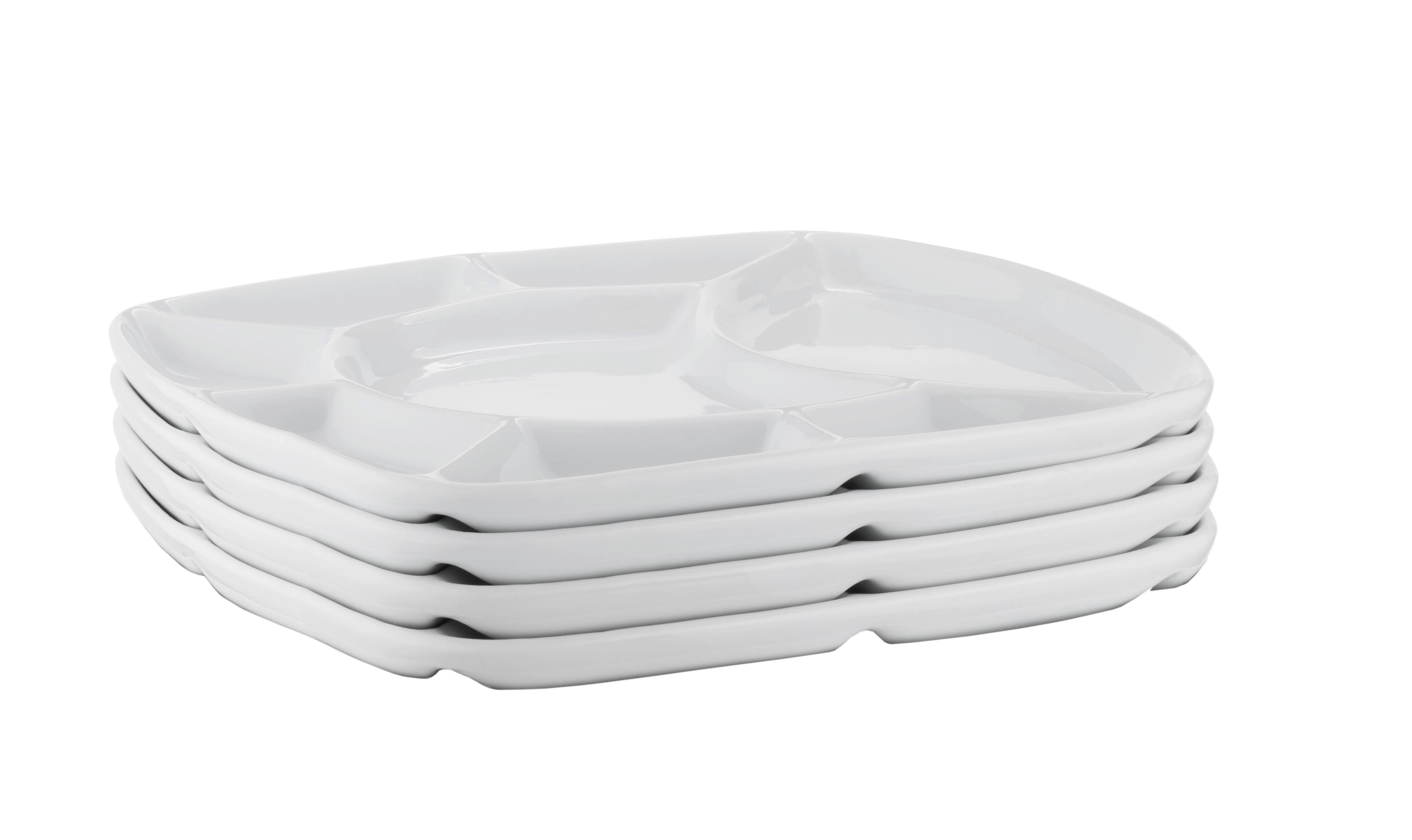 GRILLTELLERSET 934150 FONDUETELLER SET 4TLG - Weiss, Basics, Keramik (23/2,5/23cm) - Mäser