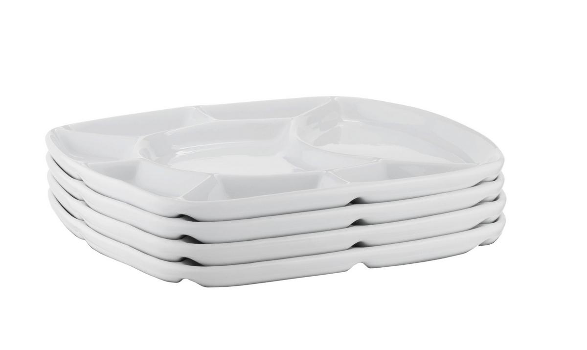 GRILLTELLERSET 934150 FONDUETELLER SET 4TLG - Weiss, Basics, Keramik (23/2,5/23cm) - Mäser