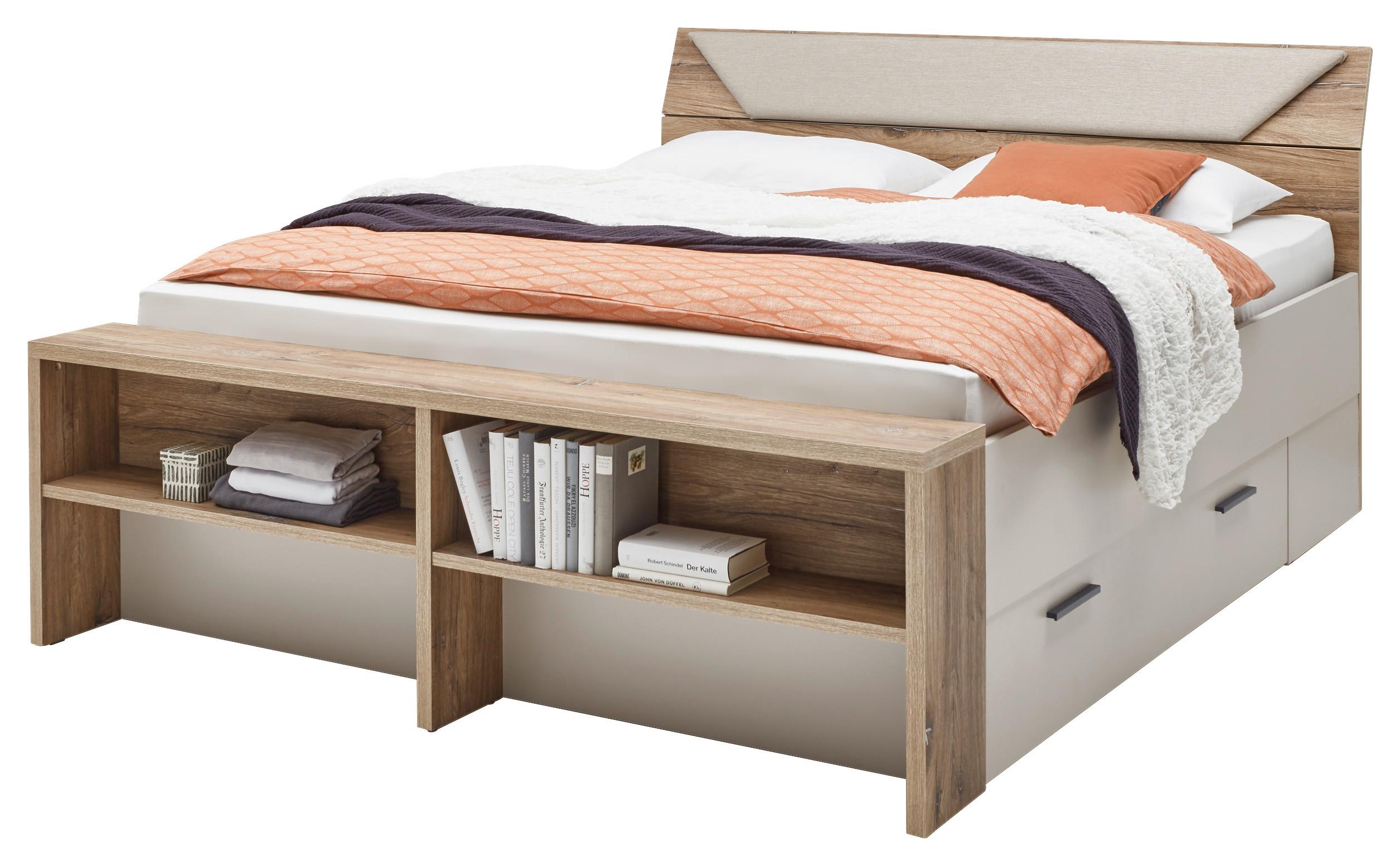 Postelja Julia 2, Barva Hrasta, Šampanjca, 180x200 - barve šampanjca/črna, Konvencionalno, umetna masa/leseni material (180/200cm) - Modern Living