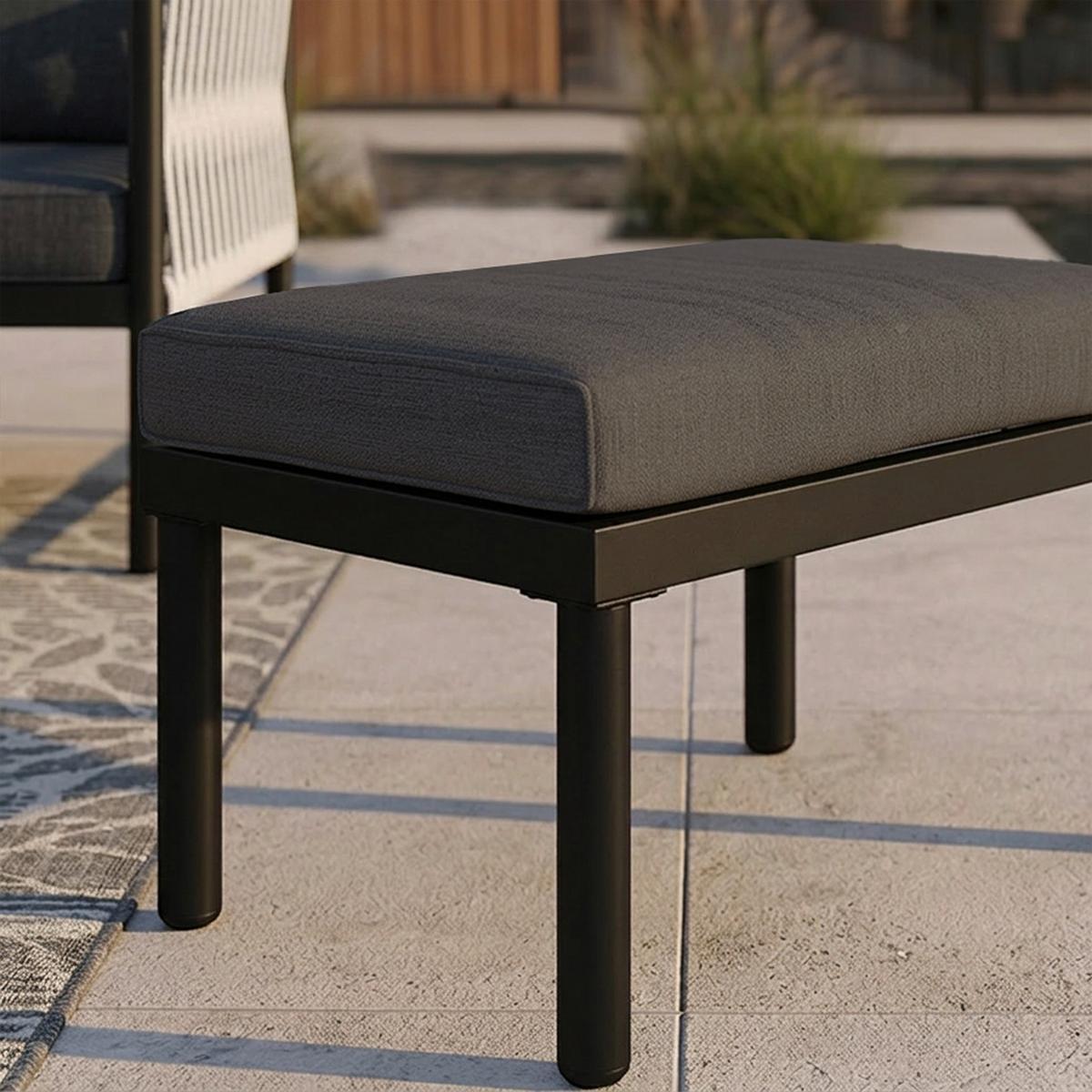 Dining-Loungeset Polly Schwarz Outdoorstoff/Metall - Hellgrau/Schwarz, MODERN, Kunststoff/Textil - Bessagi Garden