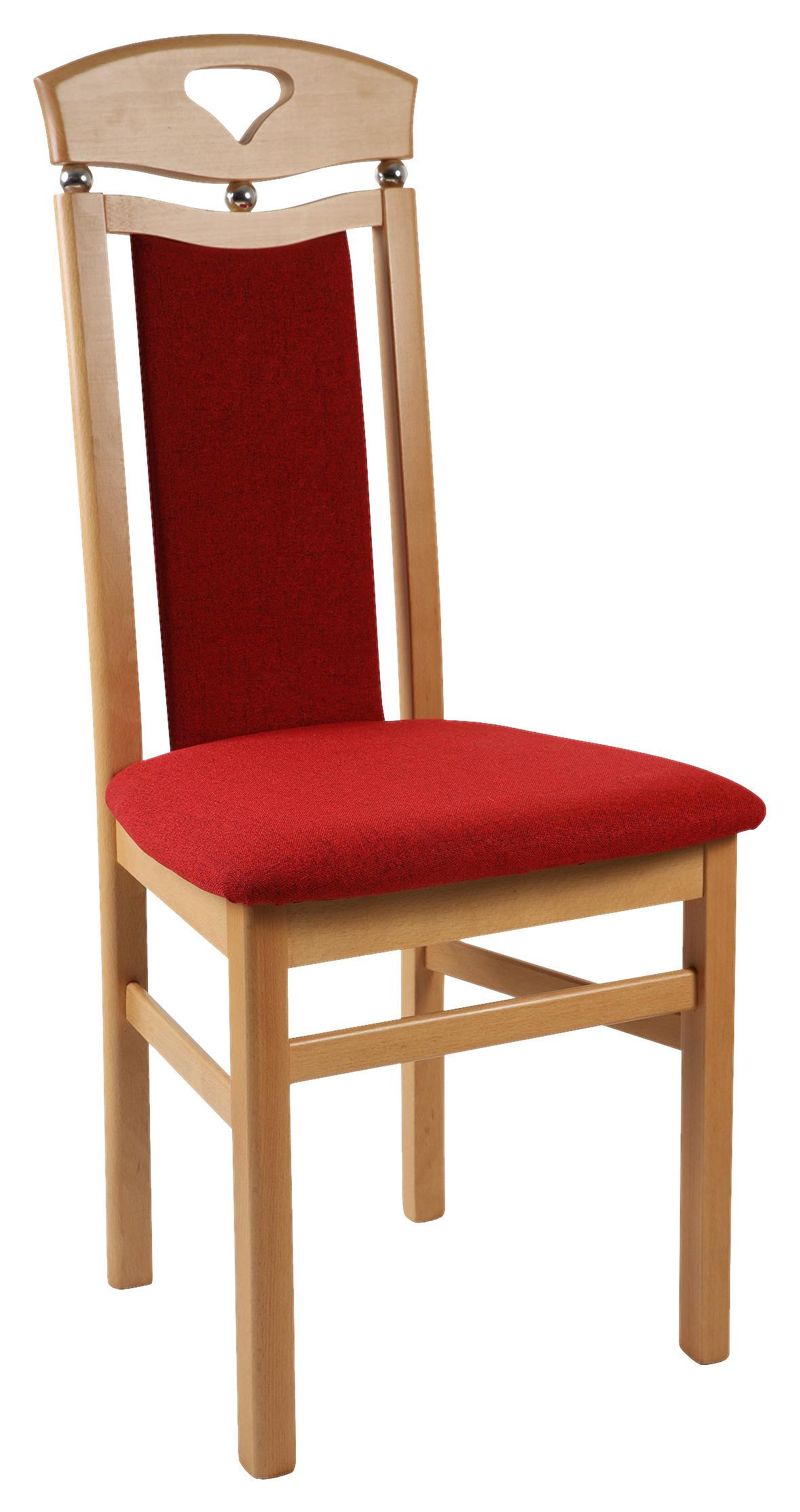 KRZESŁO BERTA II - kolor bukowy/ciemnoczerwony, Konventionell, drewno/tkanina (47/103/46cm) - Livetastic