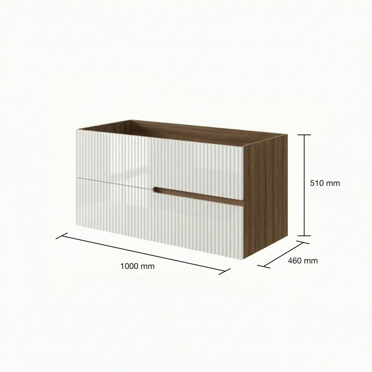 Element Ispod Umivaonika Eva - boje oraha/bijela visoki sjaj, Moderno, drvni materijal (100/51/46cm)