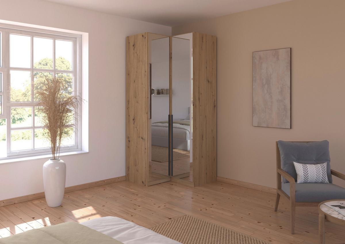 Kutni Ormar Za Odjeću Alabama - siva/srebrne boje, Moderno, staklo/drvni materijal (100/229/102cm) - Modern Living