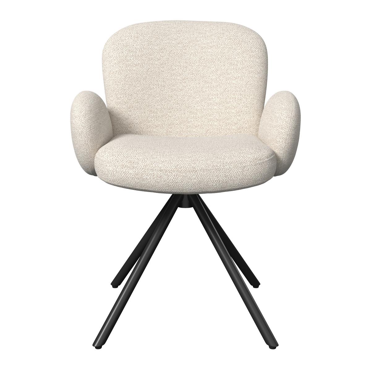 Armlehnstuhl Josea Creme Chenille Drehbar Gepolstert - Creme/Schwarz, MODERN, Holz/Textil (64/85/63cm) - Bessagi Home