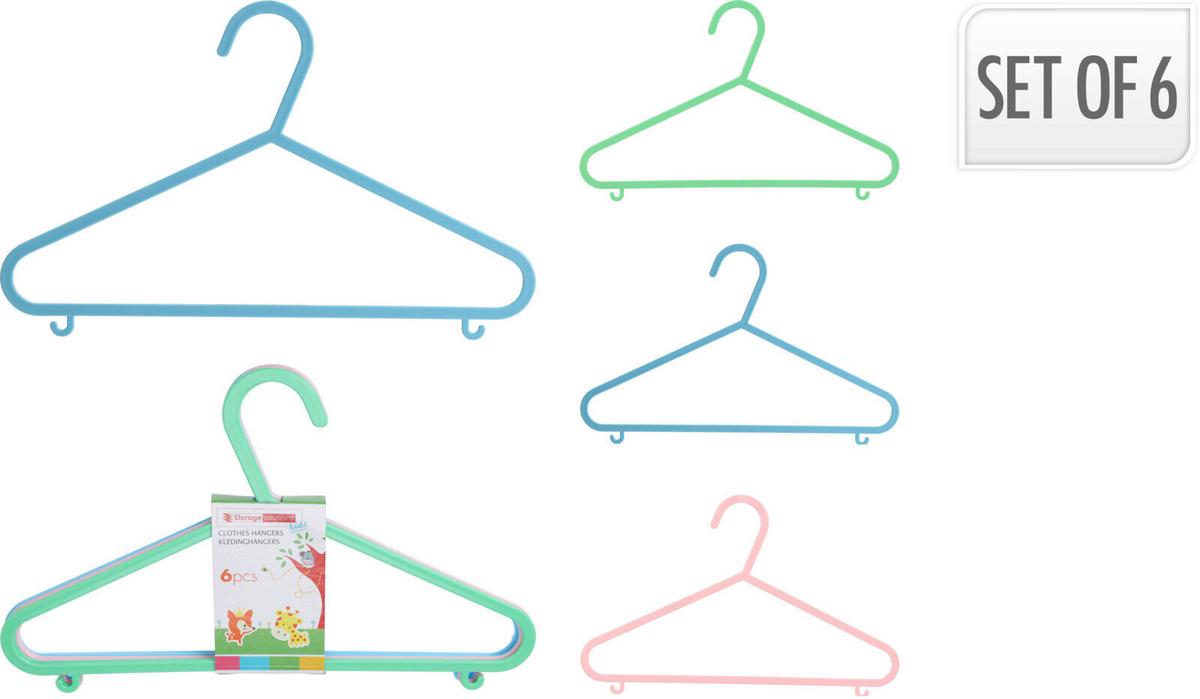 Gyerek Vállfaszett 6db/csomag Kids Collection - pink/világoszöld, műanyag (29/17cm)