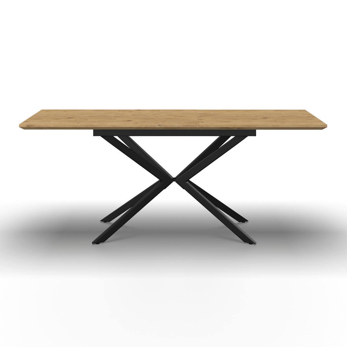 Esstisch ausziehbar Aki Eichefarben MDF - Eichefarben/Schwarz, MODERN, Holzwerkstoff/Metall (140-180/76/80cm) - Bessagi Home