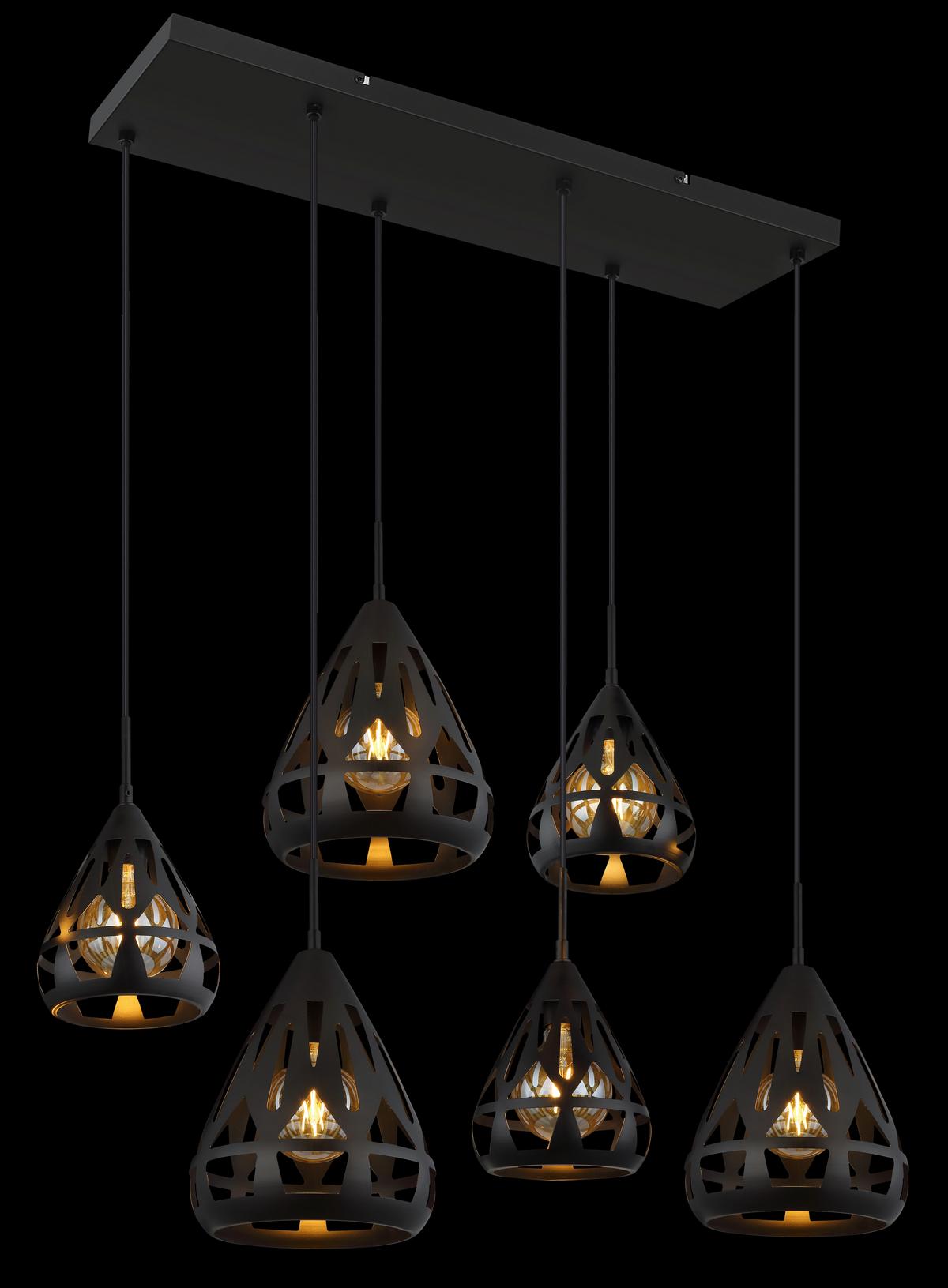 Hängeleuchte Hassan Schwarz max. 40 Watt - Schwarz, Basics, Kunststoff/Metall (90/43/120cm) - Globo